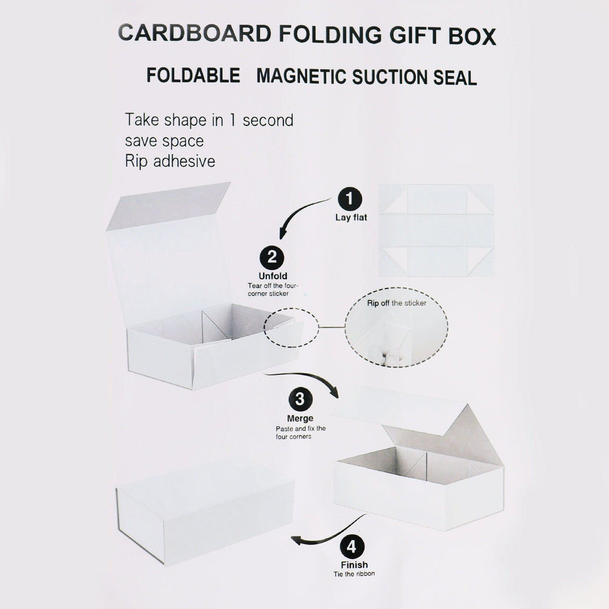 Caja de regalo plegable con lazo - Rosa 28,2 x 20,2 x 9,2 cm