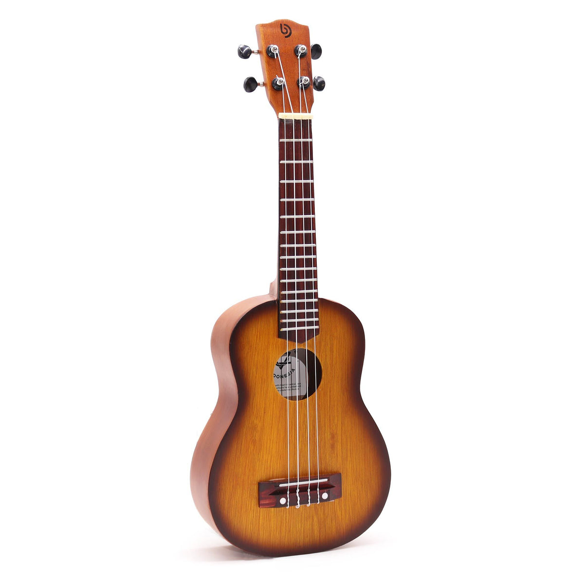 Ukelele artesanal sunburst naranja de 4 cuerdas