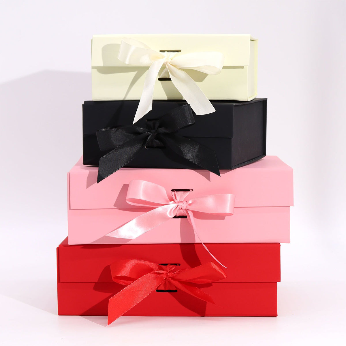 Caja de regalo plegable con lazo - Marfil 28,2 x 20,2 x 9,2 cm