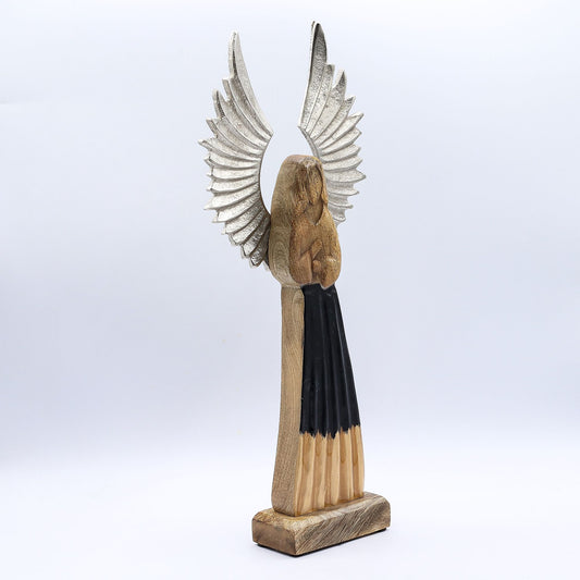 Ángel guardián de madera de mango 40 cm