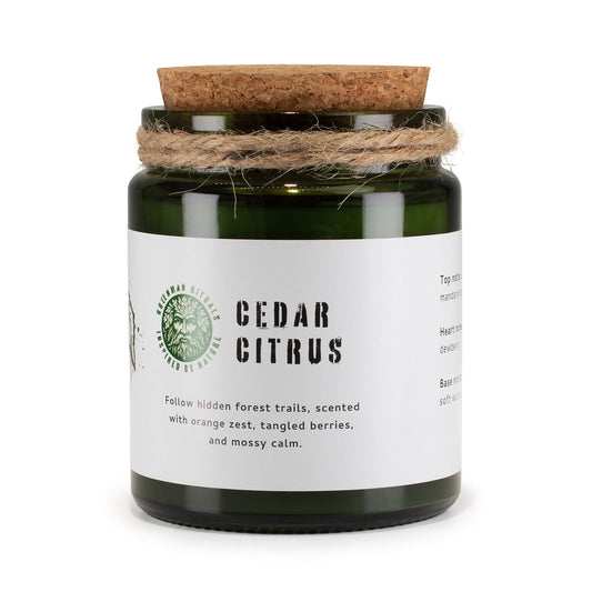Vela de soja Greenman Cedro y Cítricos con mecha de madera