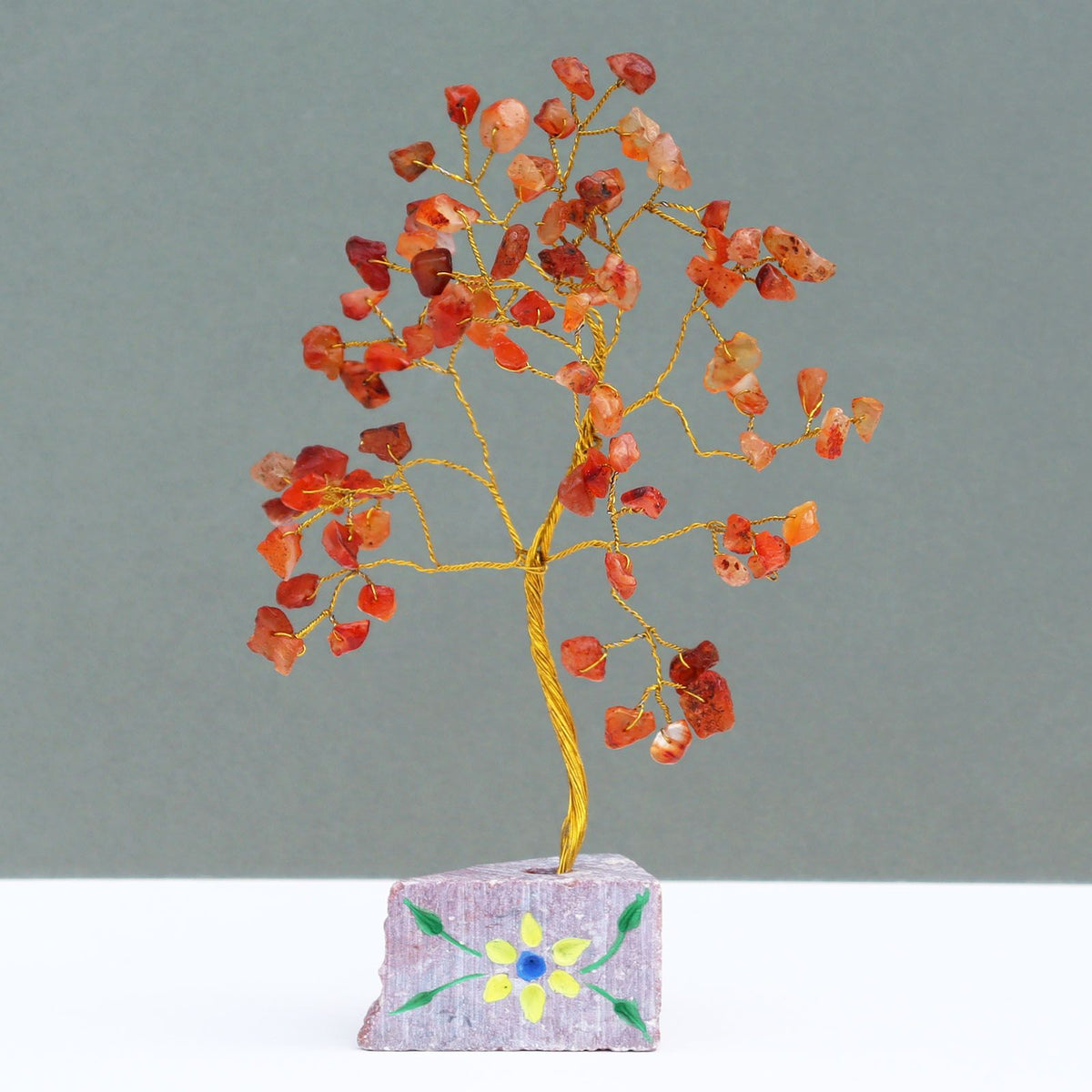 Árbol de gemas indio de cornalina con 80 piedras