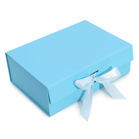 Caja de regalo plegable con lazo - Azul bebé 28,2 x 20,2 x 9,2 cm