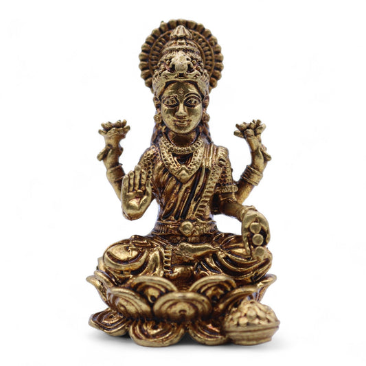 Figura en miniatura de la diosa Lakshmi en latón