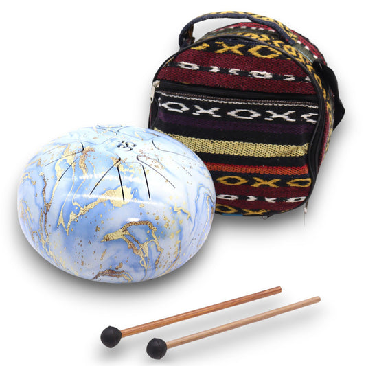Tambor de lengüeta Hapi Cielo Azul de 22 x 18 cm con baquetas y funda