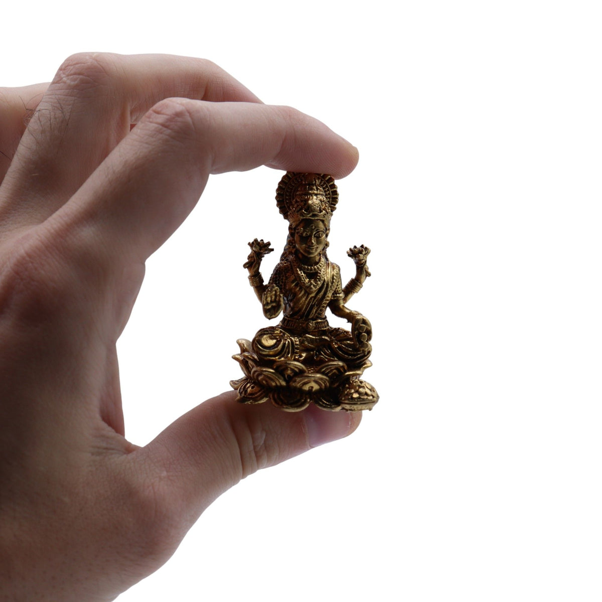 Figura en miniatura de la diosa Lakshmi en latón, foto 5