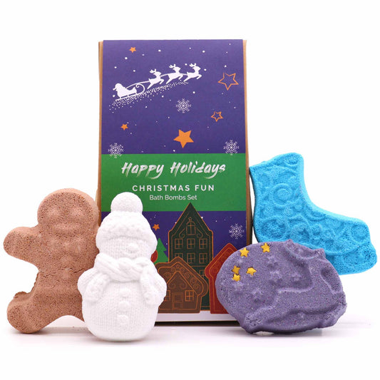 Pack de 4 bombas de baño navideñas - Divertida Navidad