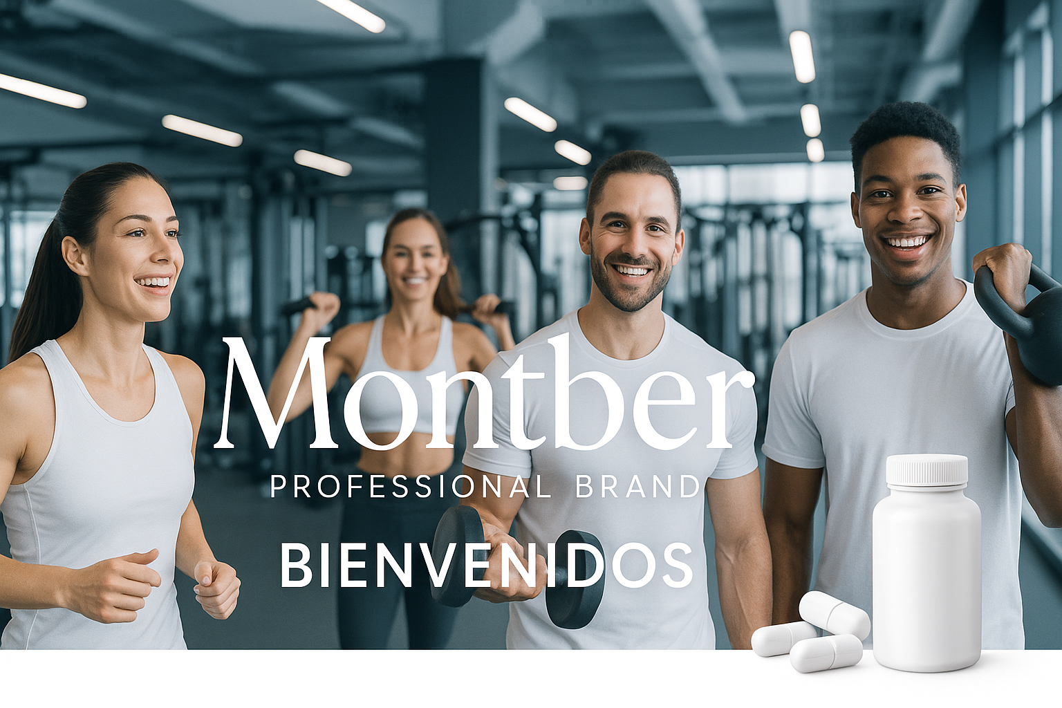 Banner con fondo de gimnasio y energía