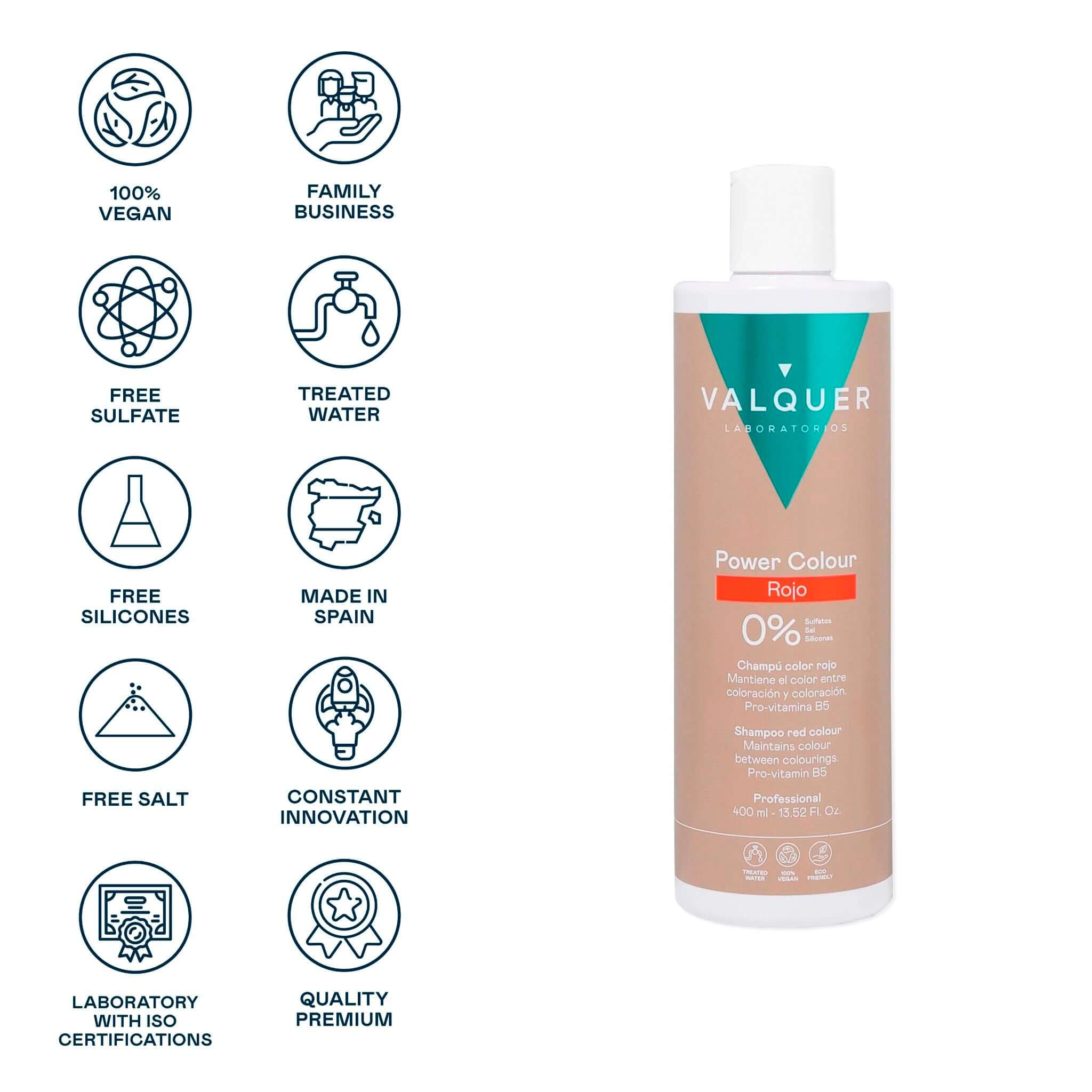 Champú color Rojo - Power Color - 400 ml - Montber Professional Brand