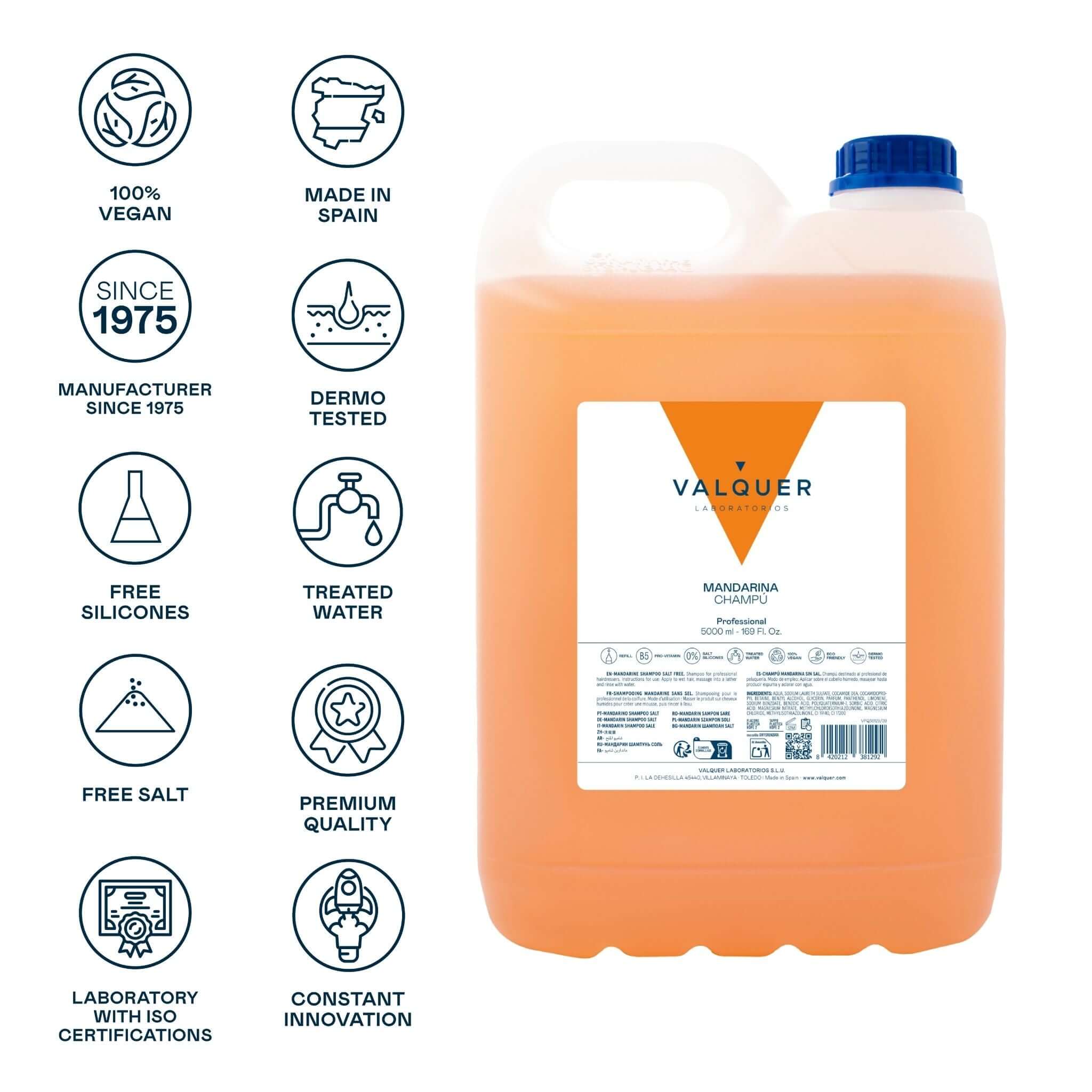 Champú mandarina sin sal - 5000 ml - Montber Professional Brand