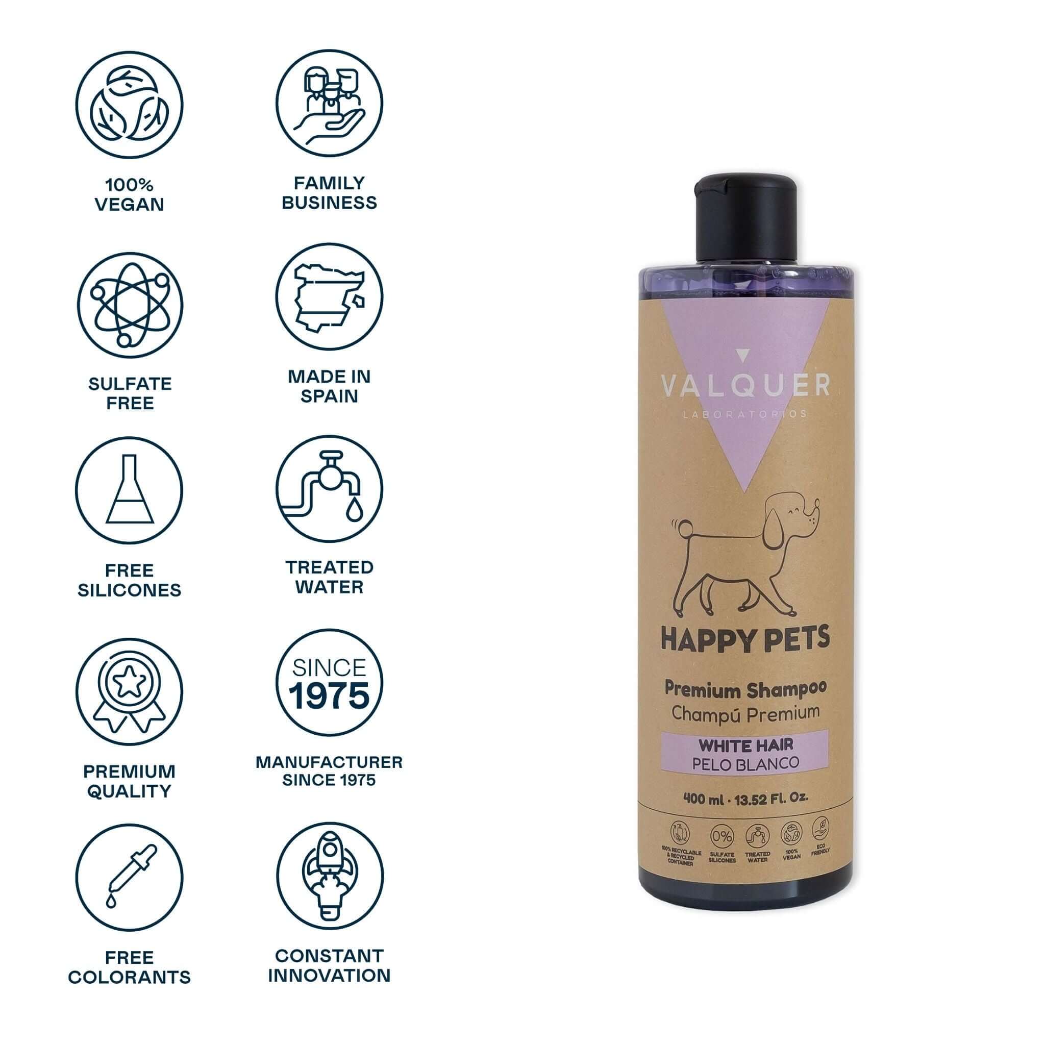 Champú Premium para Mascotas de Pelo Blanco - 400 ml - Montber Professional Brand