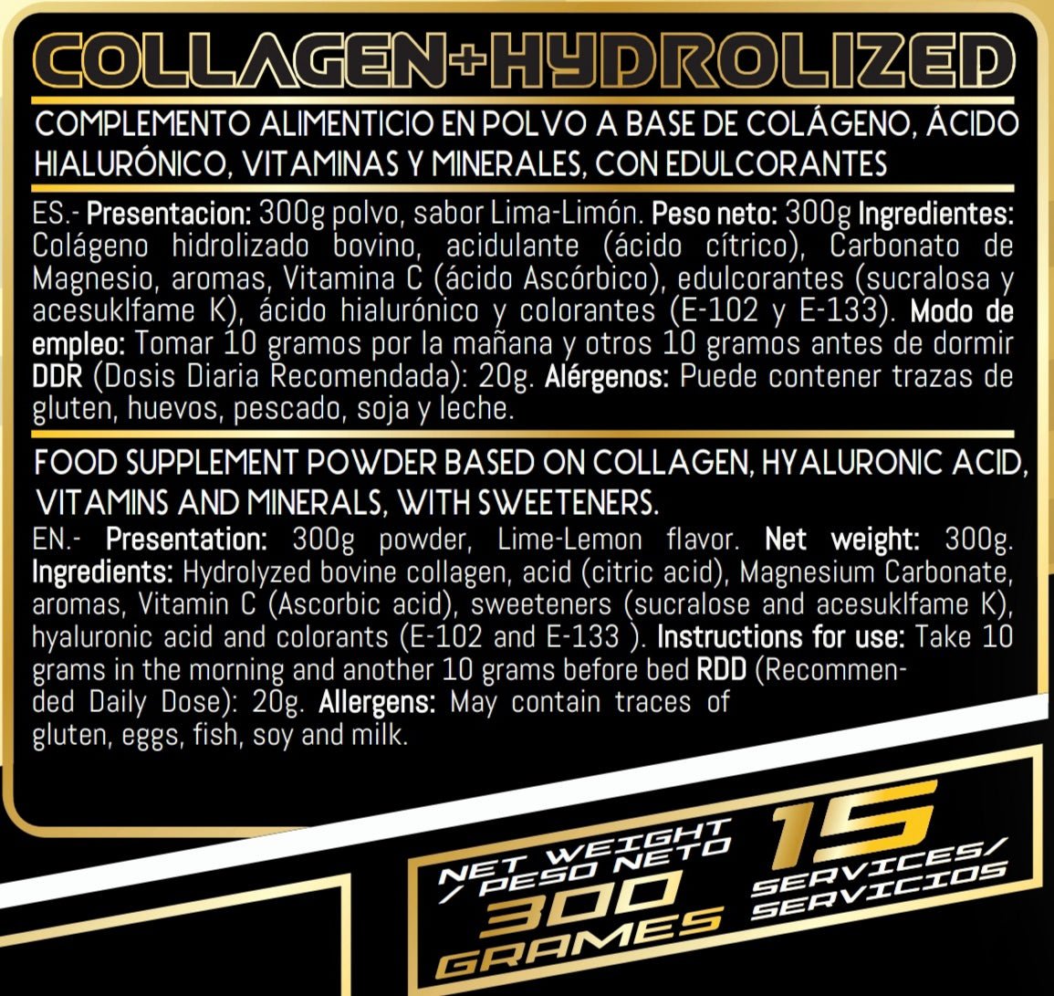COLÁGENO HIDROLIZADO+ÁCIDO HIALURÓNICO+MAGNESIO+VITAMINA C GP NUTRITION