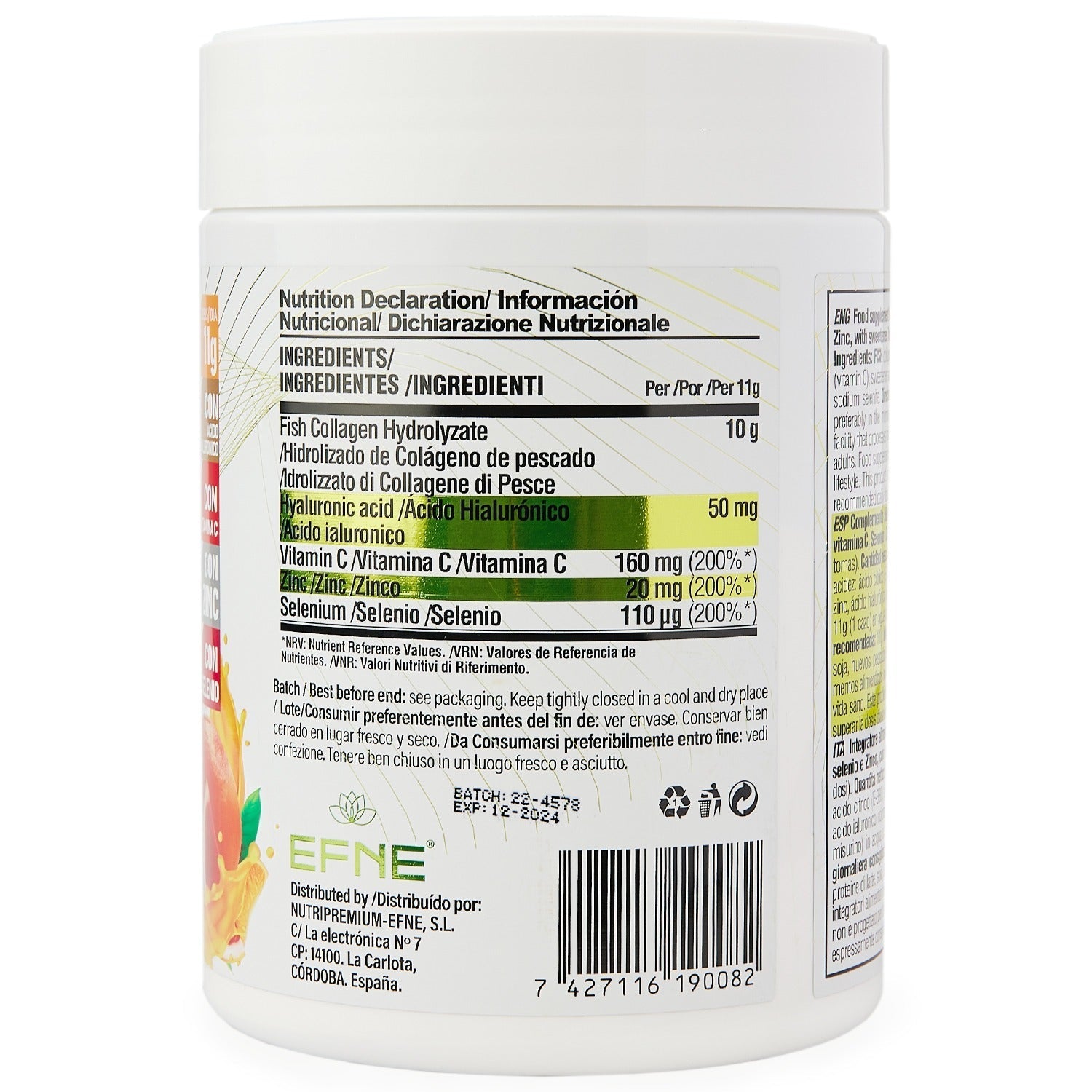 Colágeno Marino Hidrolizado EFNE – Con Ácido Hialurónico y Vitaminas