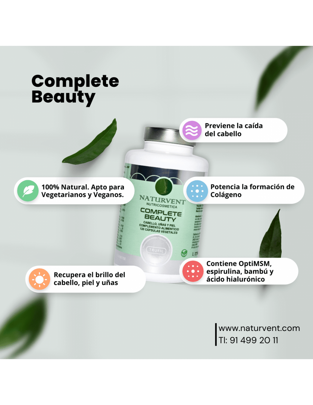 COMPLETE BEAUTY Cabello Piel y Uñas. Pelo Fuerte y con Brillo - 120 Cápsulas - Montber Professional Brand