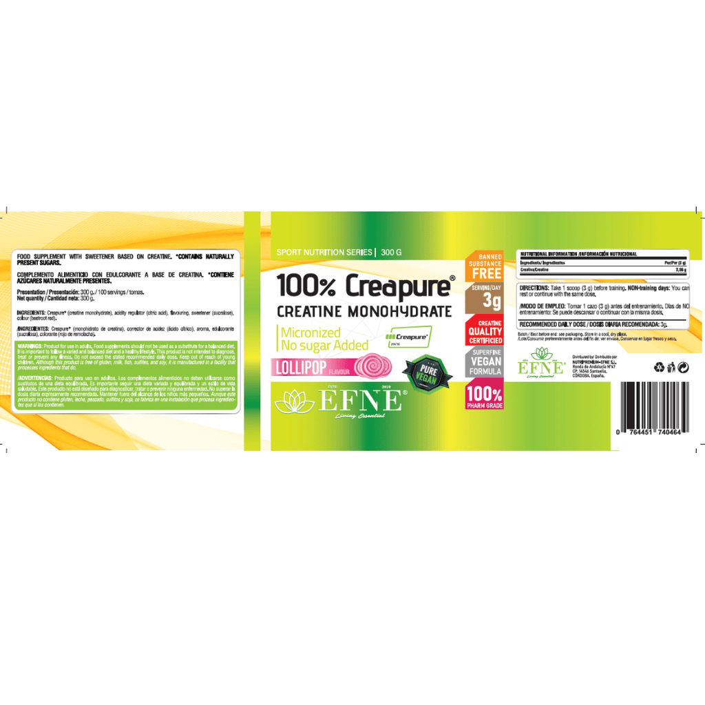 Creatina Creapure® EFNE – Sabor Lollipop y Pureza Garantizada