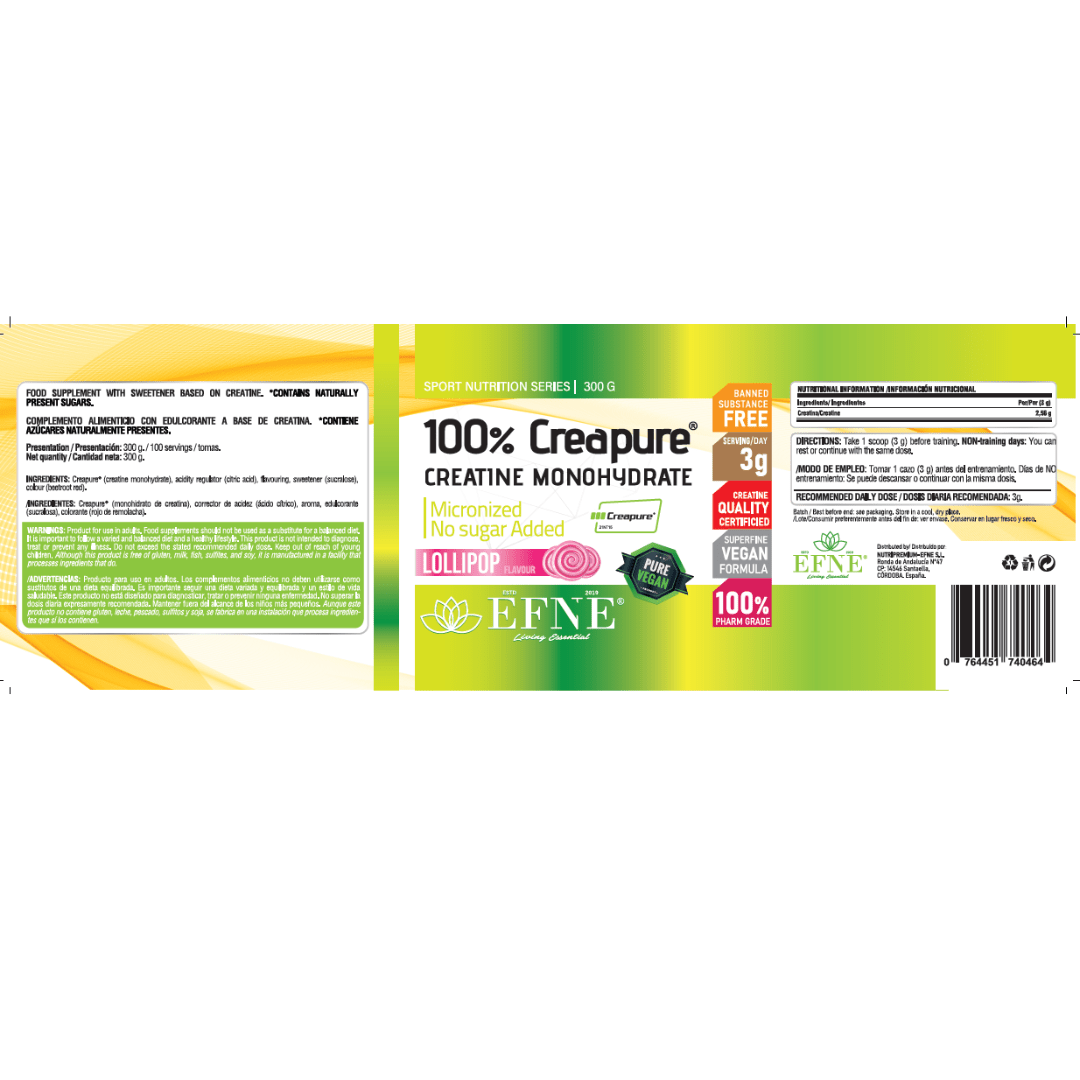 Creatina Creapure® EFNE – Sabor Lollipop y Pureza Garantizada