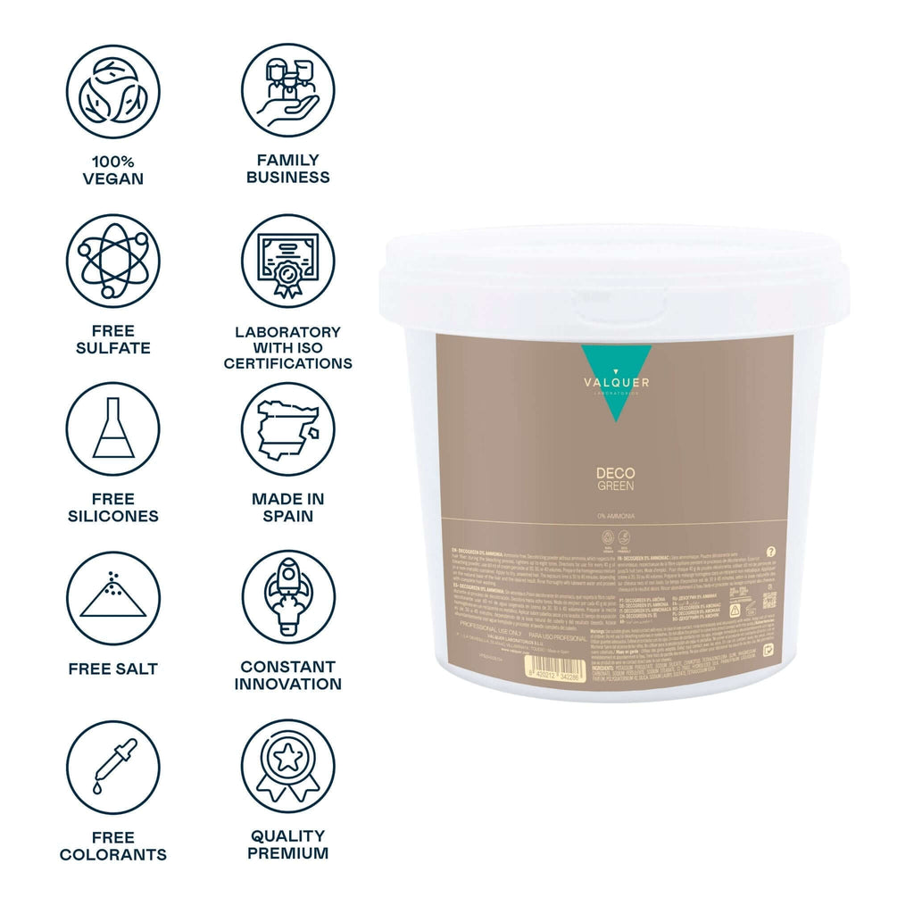 Decolorante SIN amoniaco - Polvos Decogreen 0% - 1000 g - Montber Professional Brand