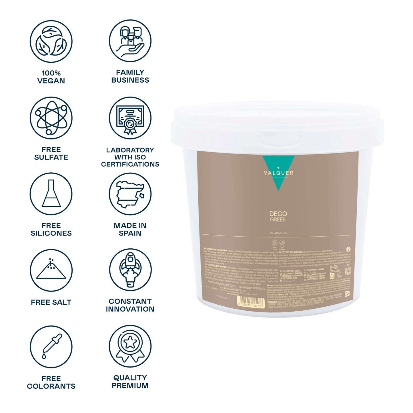 Decolorante SIN amoniaco - Polvos Decogreen 0% - 1000 g - Montber Professional Brand