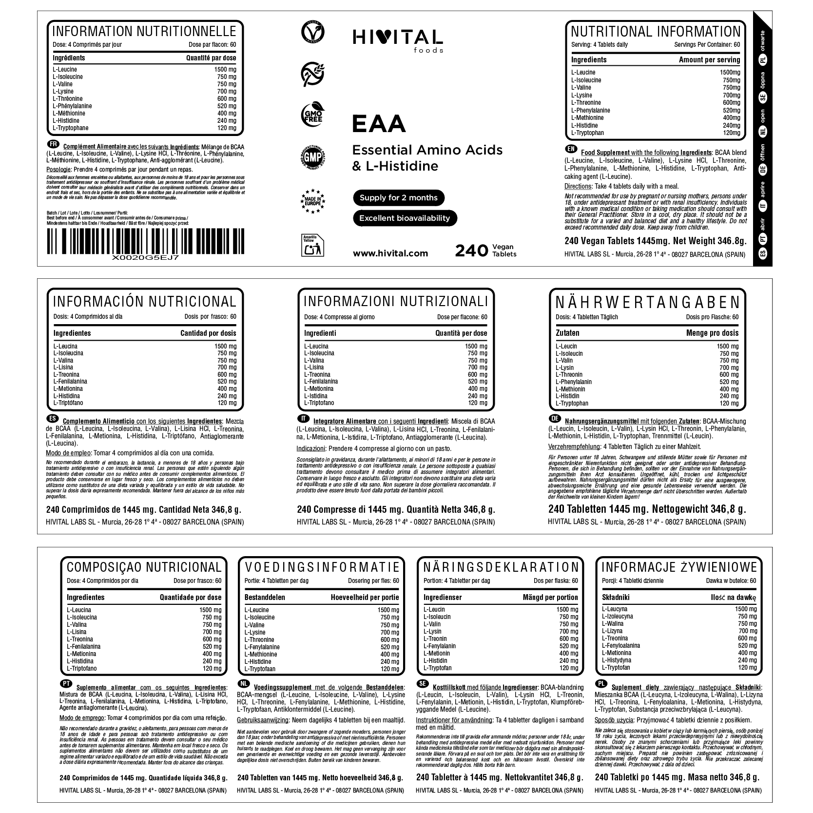 EAA Aminoácidos Esenciales | 240 comprimidos - Montber Professional Brand