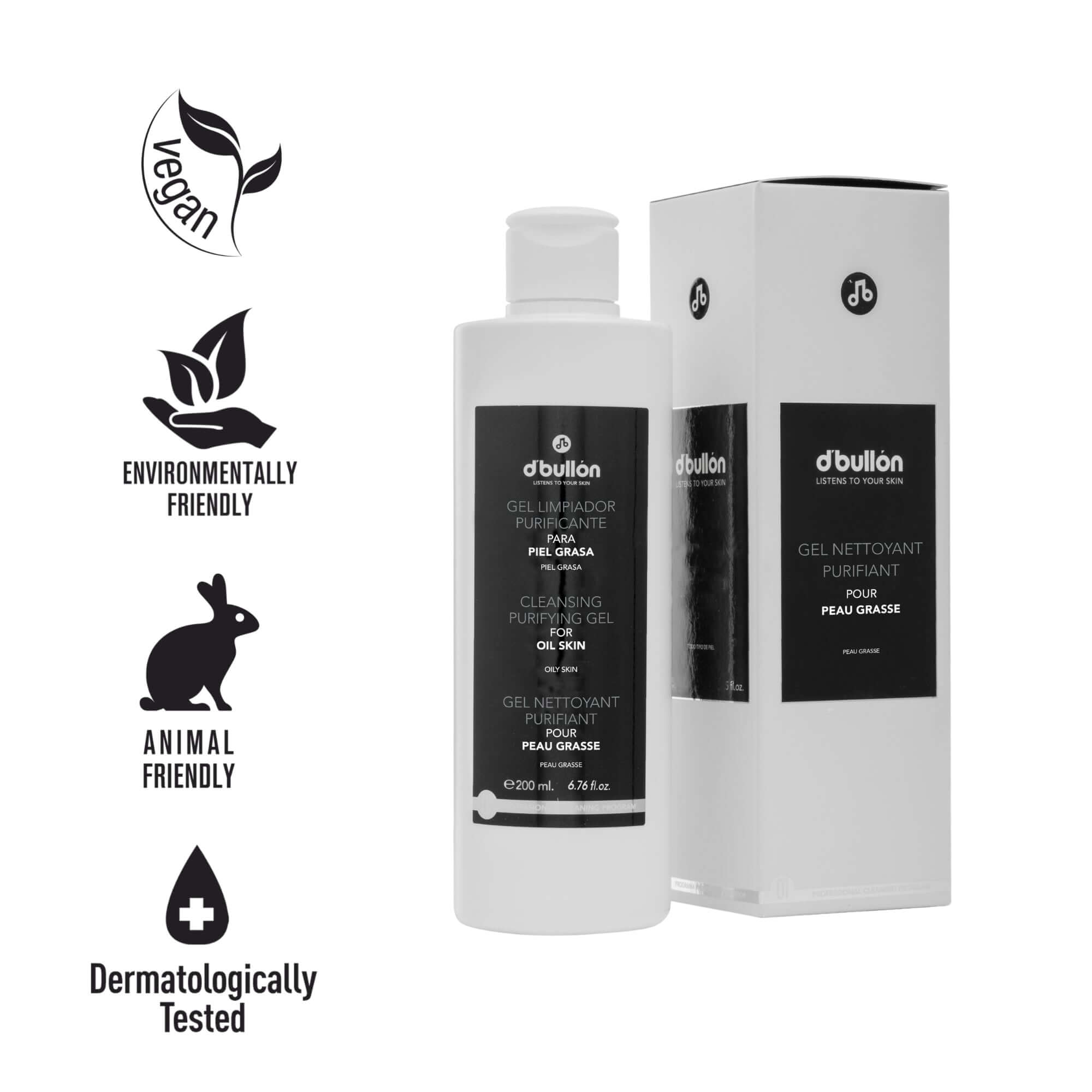 Gel Limpiador Facial Purificante – Control de Brillos y Poros para Piel Grasa - 200 ml - Montber Professional Brand