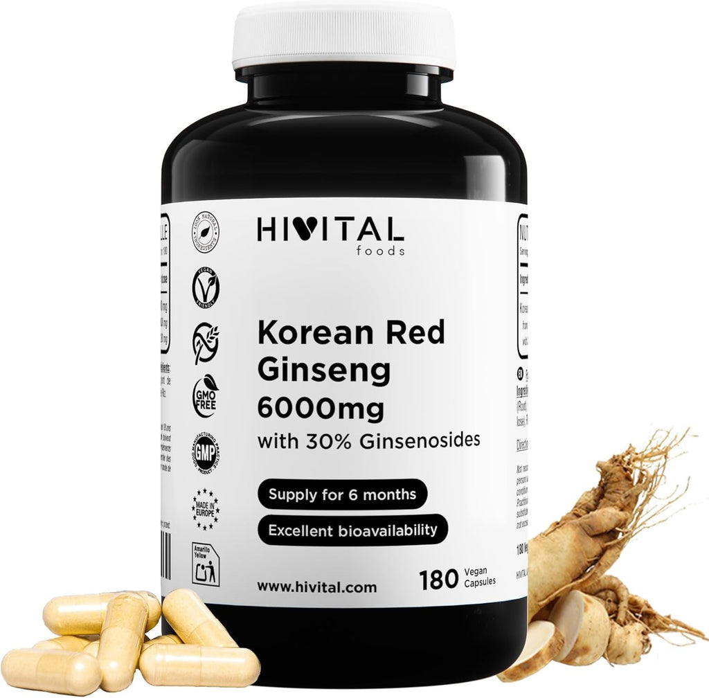 Ginseng Rojo Coreano 6000 Mg. 180 Cápsulas - Montber Professional Brand