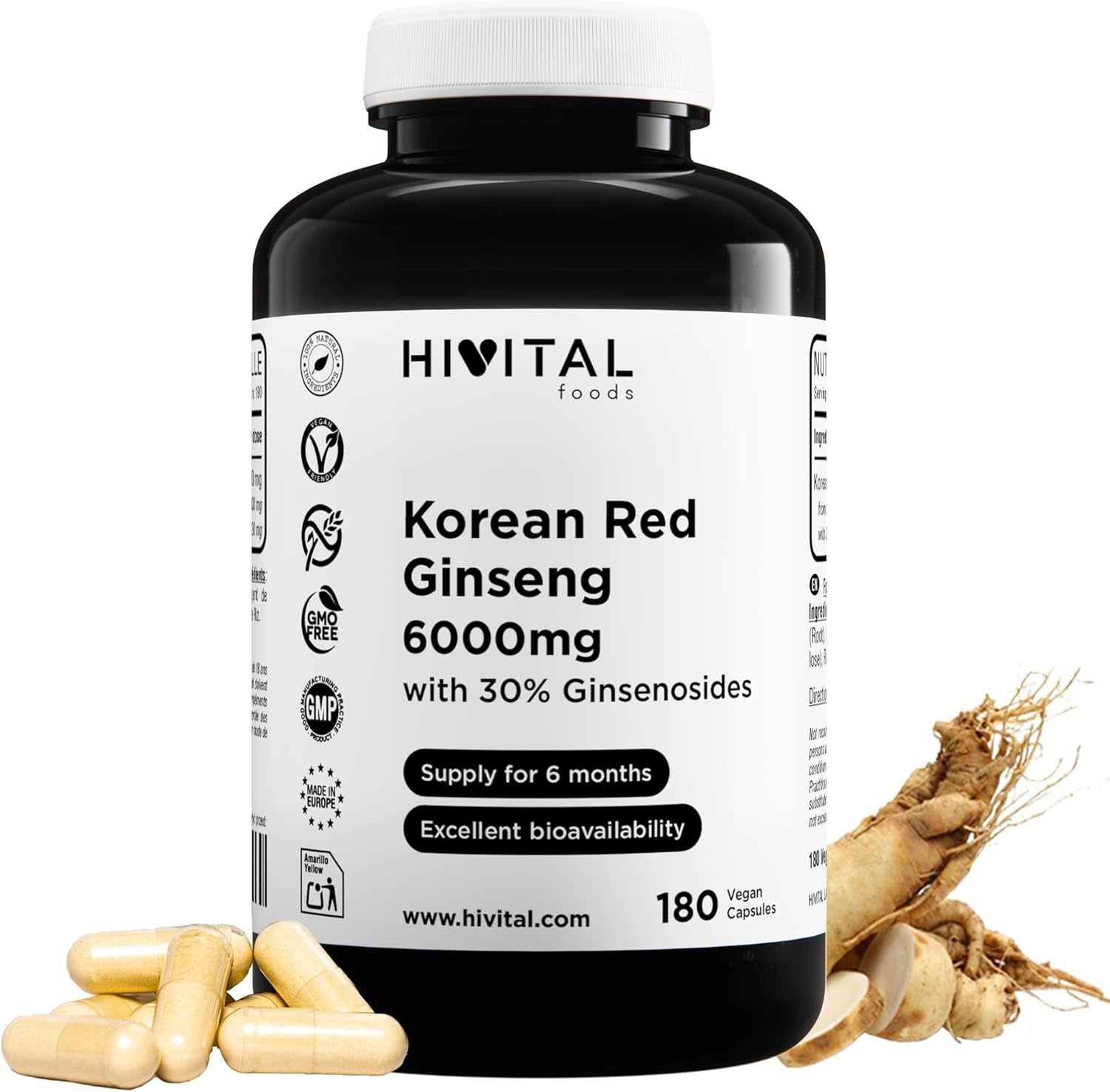 Ginseng Rojo Coreano 6000 Mg. 180 Cápsulas - Montber Professional Brand