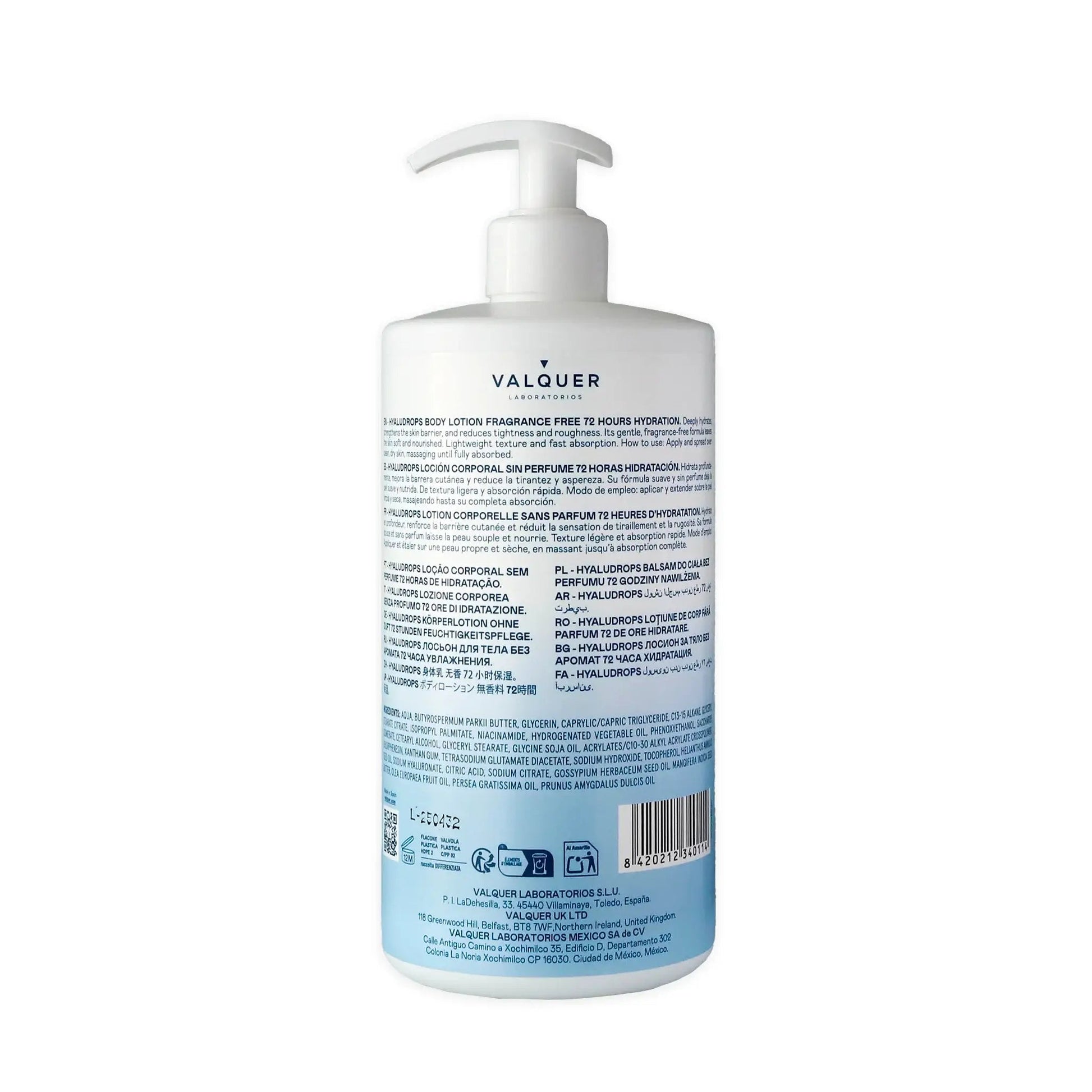 Hyaludrops Loción Corporal Sin Perfume – Hidratación 72H - 700 ml - Montber Professional Brand