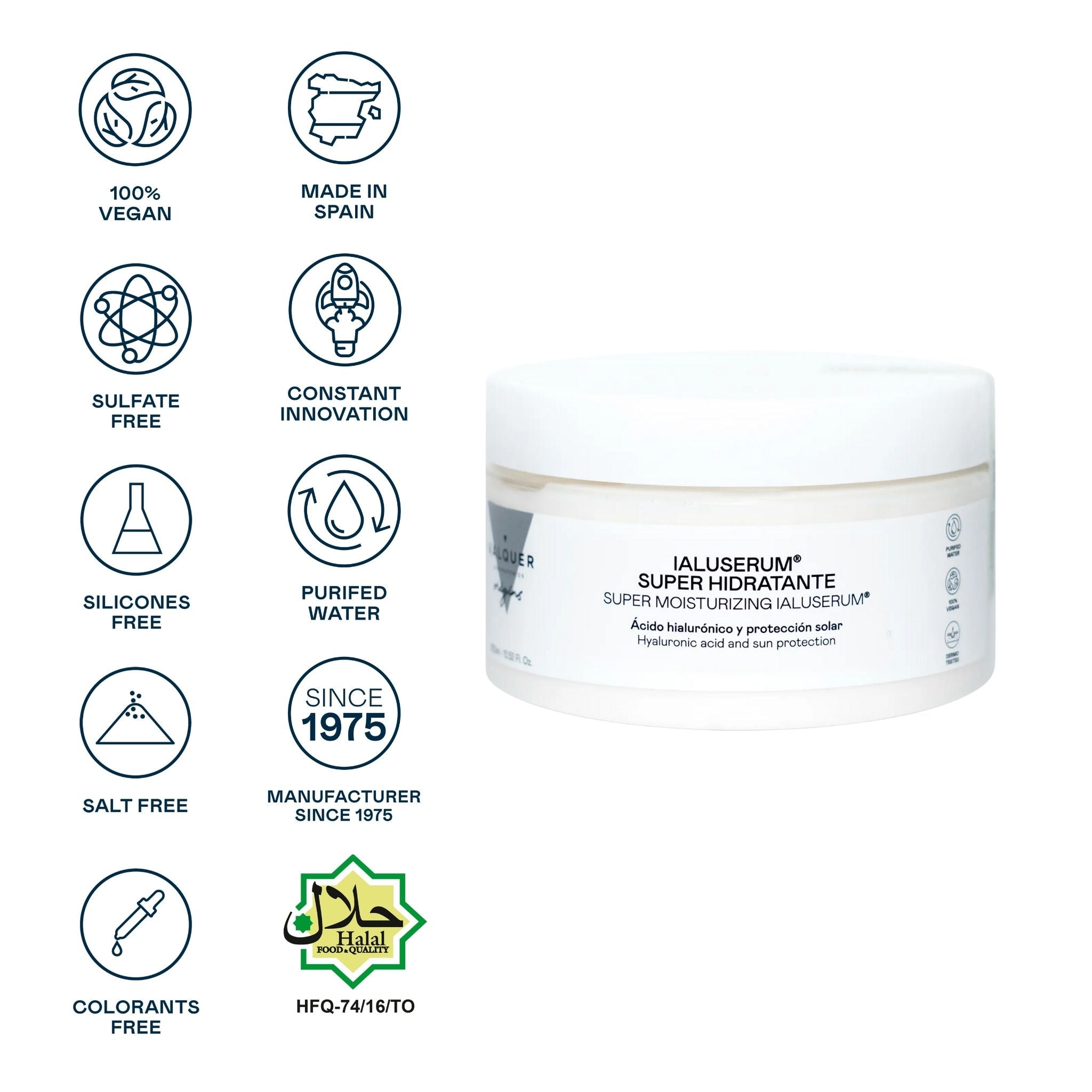 Ialuserum Facial Super - Hidratante – Hidratación Profunda con Ácido Hialurónico y Protección Solar - Montber Professional Brand