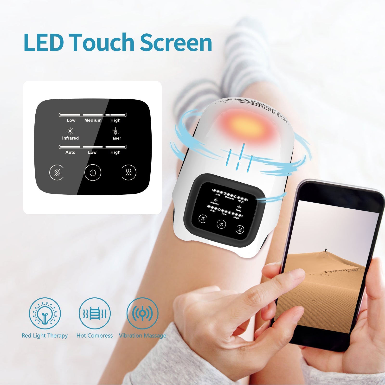 Intelligent Home Use Electric Intelligent Kneading Heating Knee Massager Rechargeable Pain Relief Infrared Laser Vibration Knee Massager - Montber Professional Brand