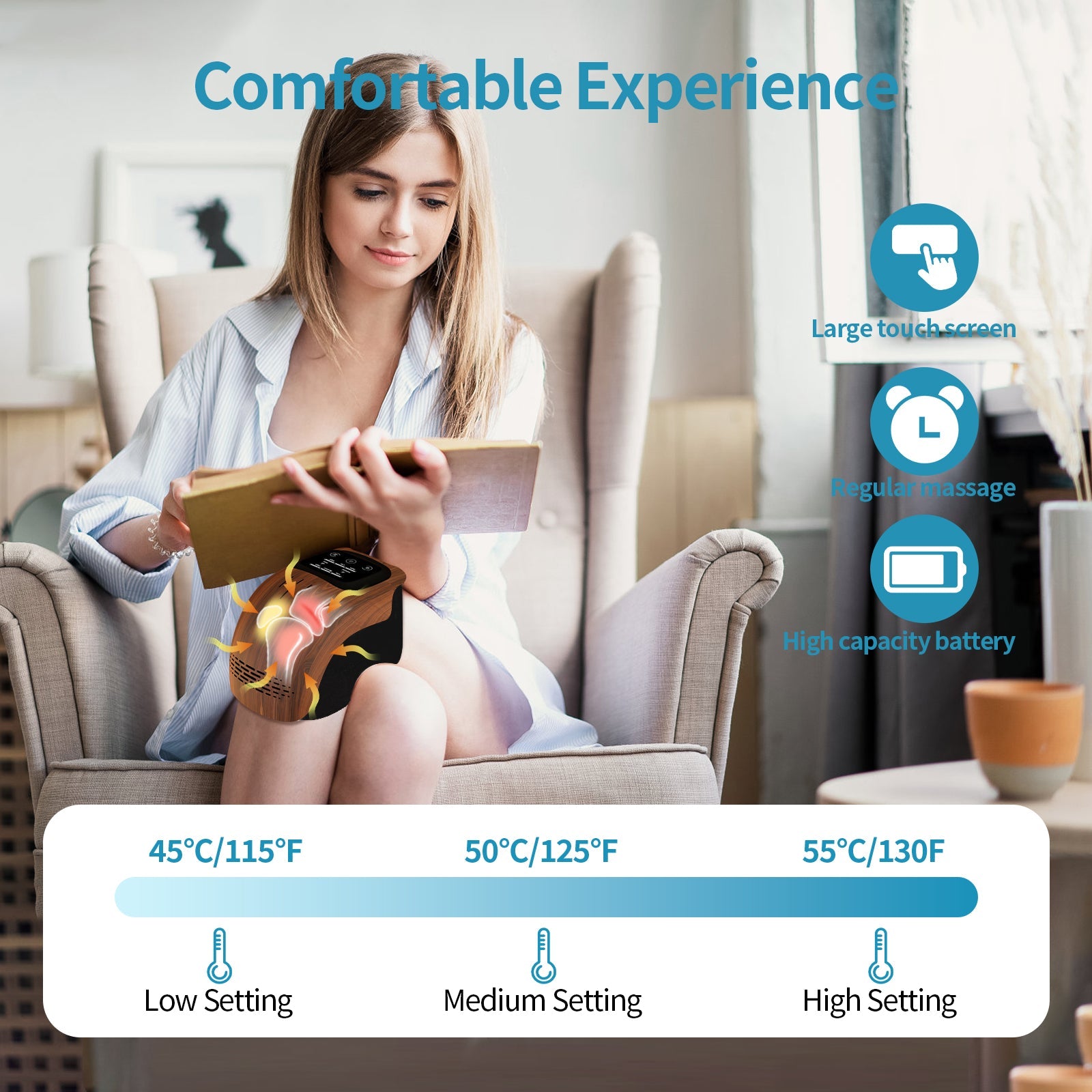 Intelligent Home Use Electric Intelligent Kneading Heating Knee Massager Rechargeable Pain Relief Infrared Laser Vibration Knee Massager - Montber Professional Brand