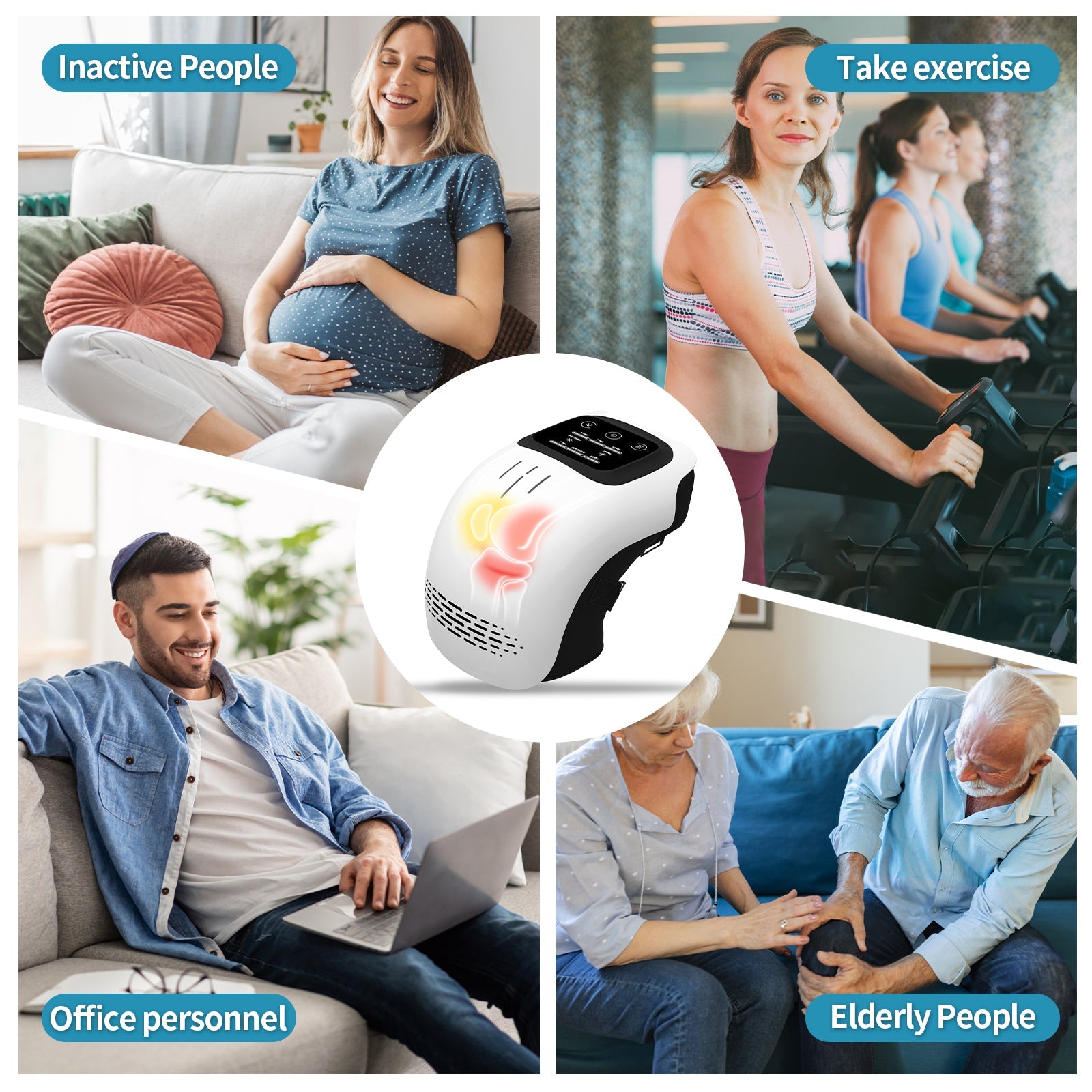 Intelligent Home Use Electric Intelligent Kneading Heating Knee Massager Rechargeable Pain Relief Infrared Laser Vibration Knee Massager - Montber Professional Brand