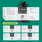 L-Tirosina Vegana - 1000 Mg Por Dosis - 240 Cápsulas - Montber Professional Brand