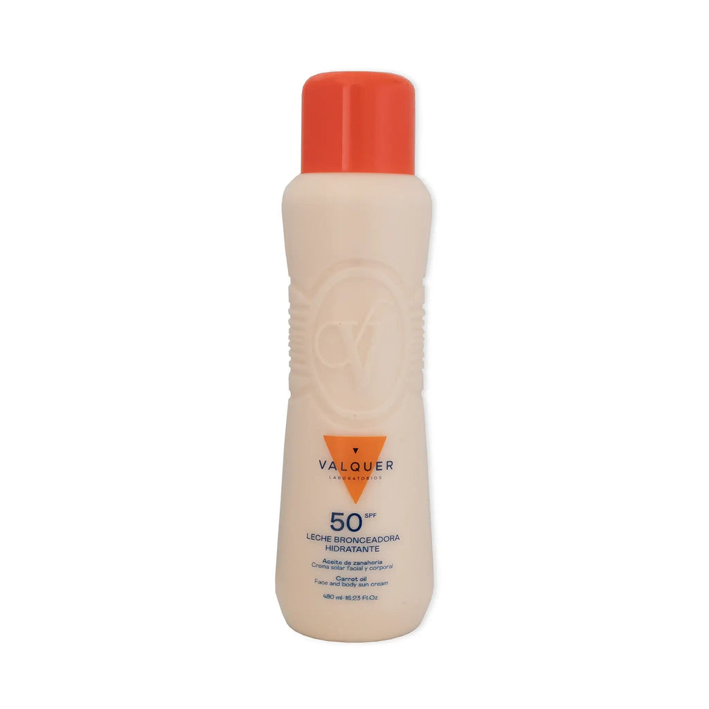 Leche hidratante bronceadora de zanahorias facial y corporal SPF 50 - 480 ml - Montber Professional Brand