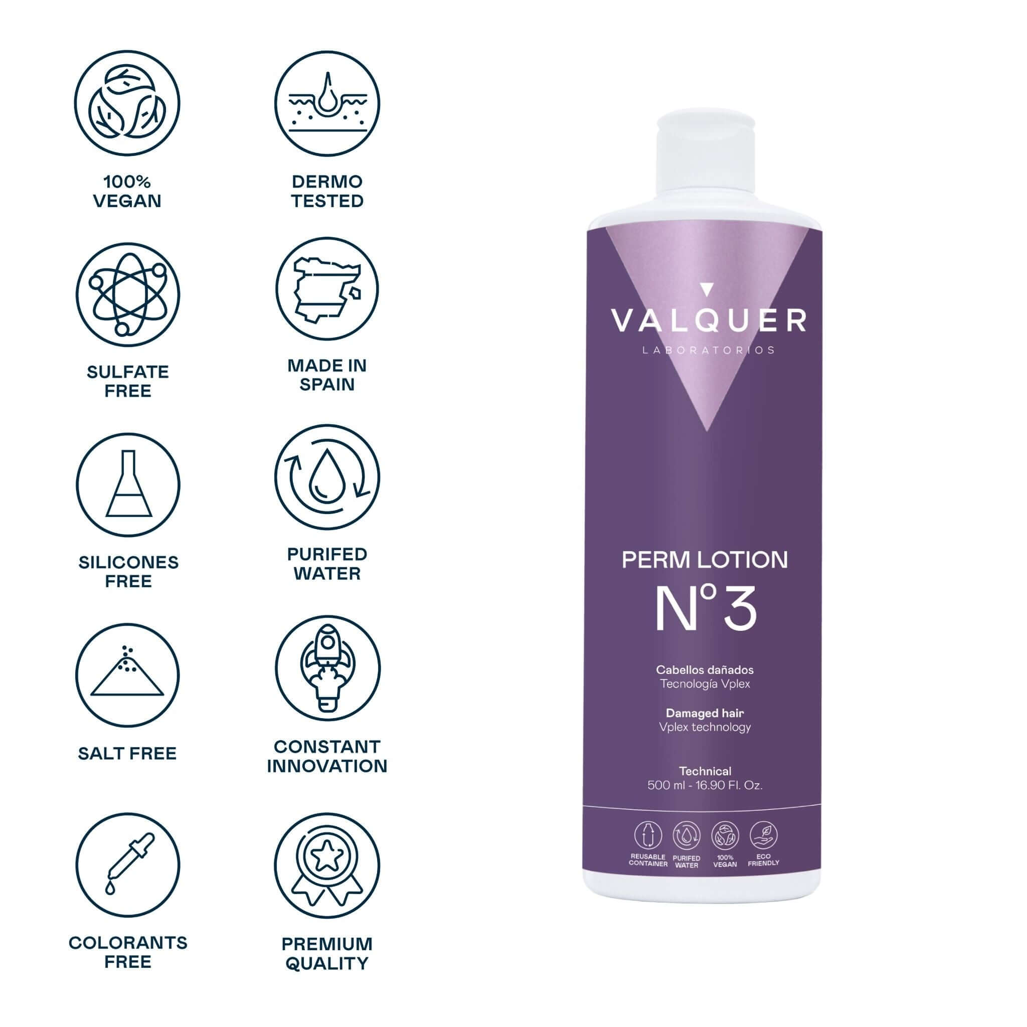 Líquido para permanente Nº3 (Estropeados) - 500 ml - Montber Professional Brand