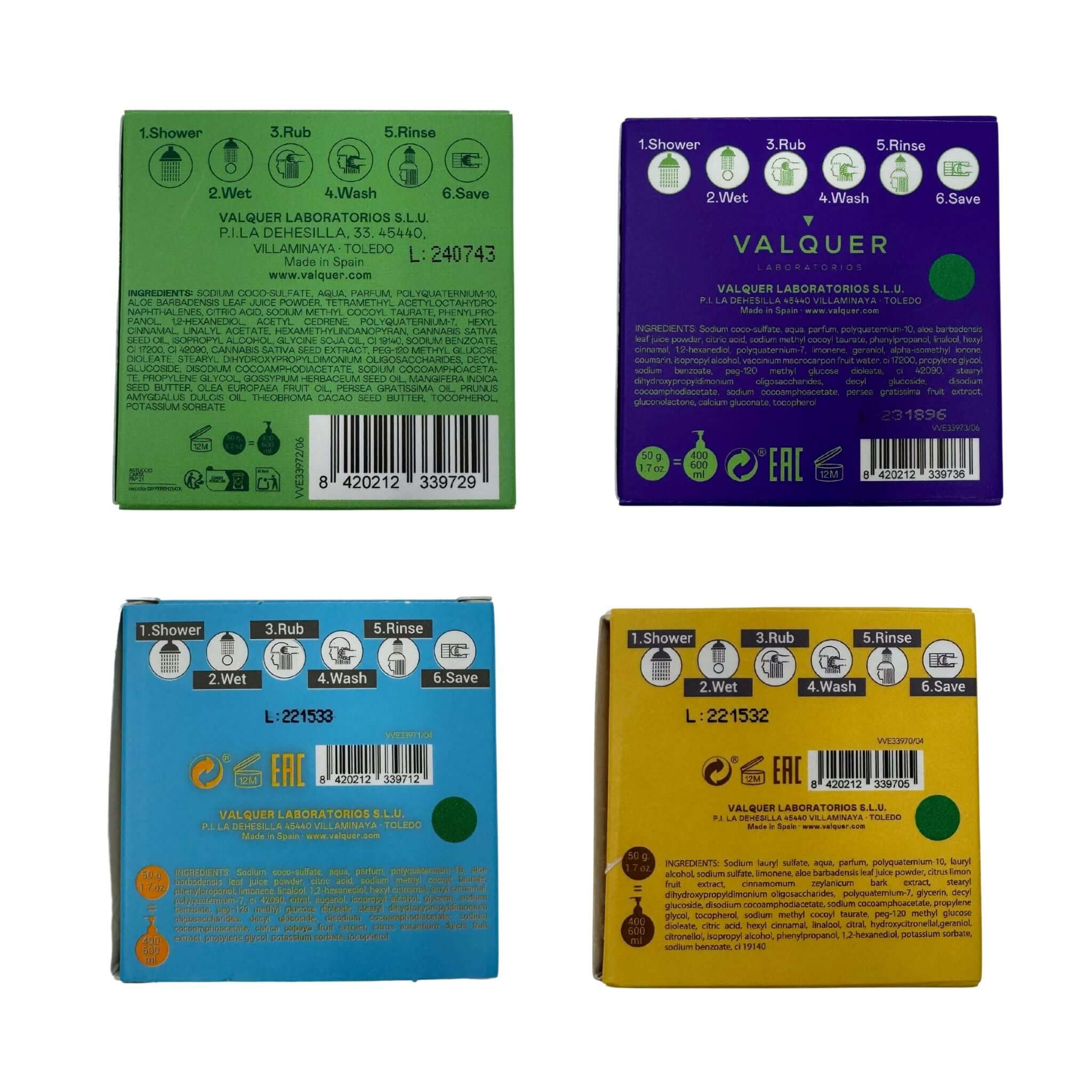 Pack 4 champús sólidos exóticos: Acid, Luxe, Sunrise y Hemp - 200 g - Montber Professional Brand
