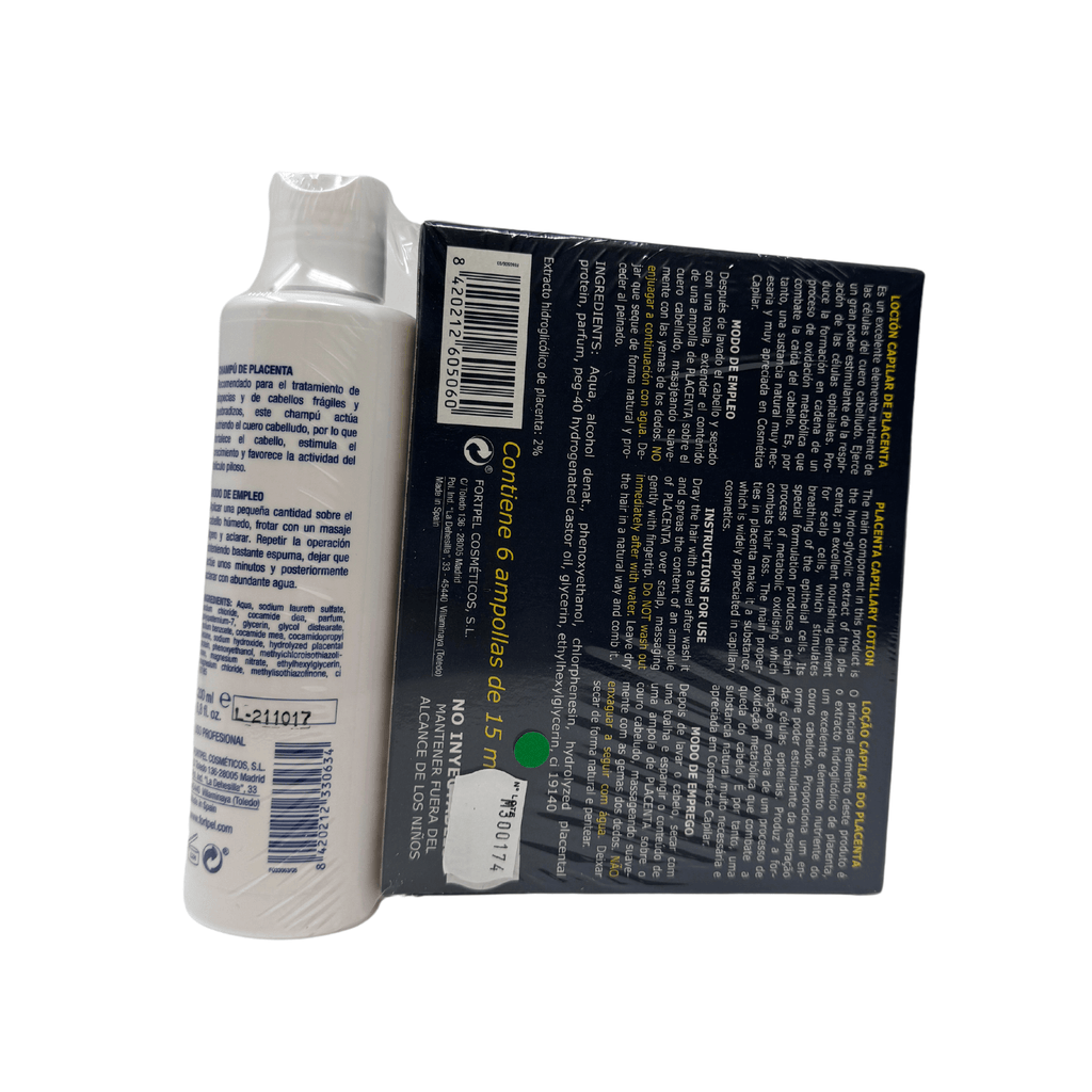 Pack 6 viales placenta 6x15 ml + Champú placenta - 200 ml - Montber Professional Brand