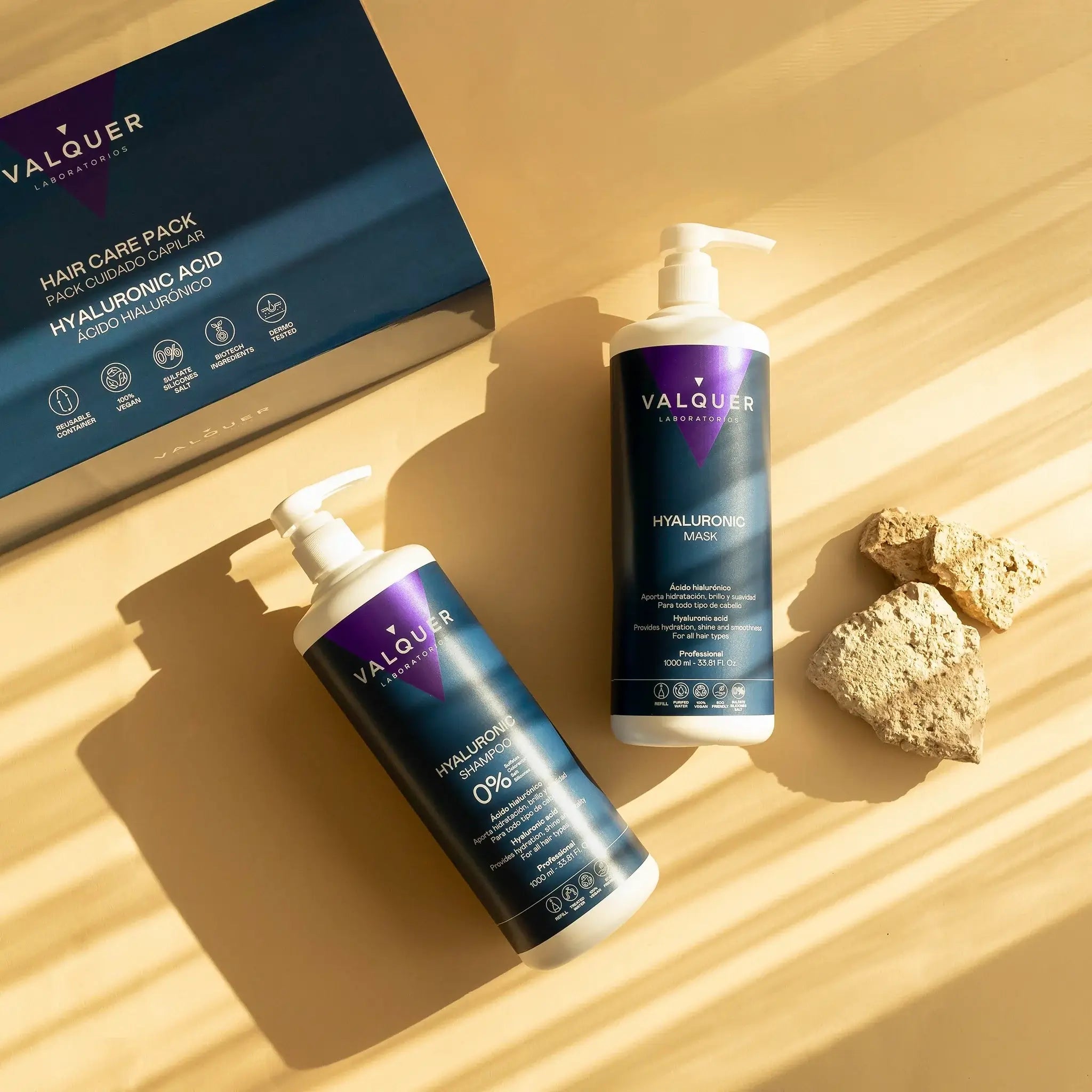 Pack Ácido Hialurónico - Champú y Mascarilla Capilar - 1000 ml + 975 ml - Montber Professional Brand