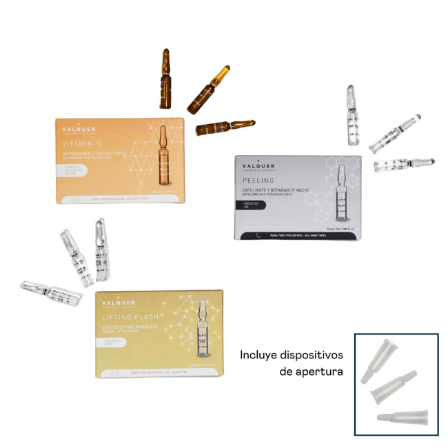 Pack ampollas Lifting Flash + Vitamina C + Peeling - 3 x 5 x 2 ml - Montber Professional Brand