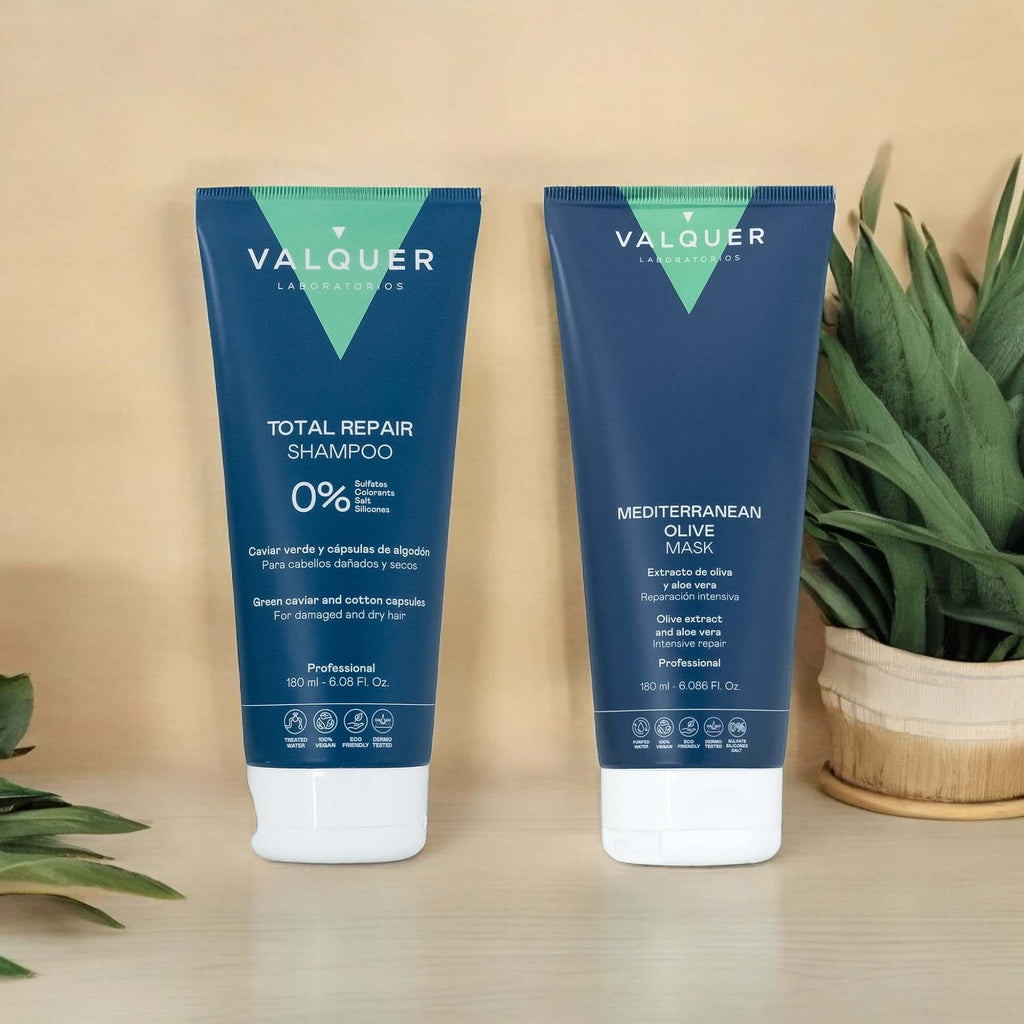 Pack Champú y Mascarilla Capilar de Oliva Reparación Total - 180 ml + 180 ml - Montber Professional Brand