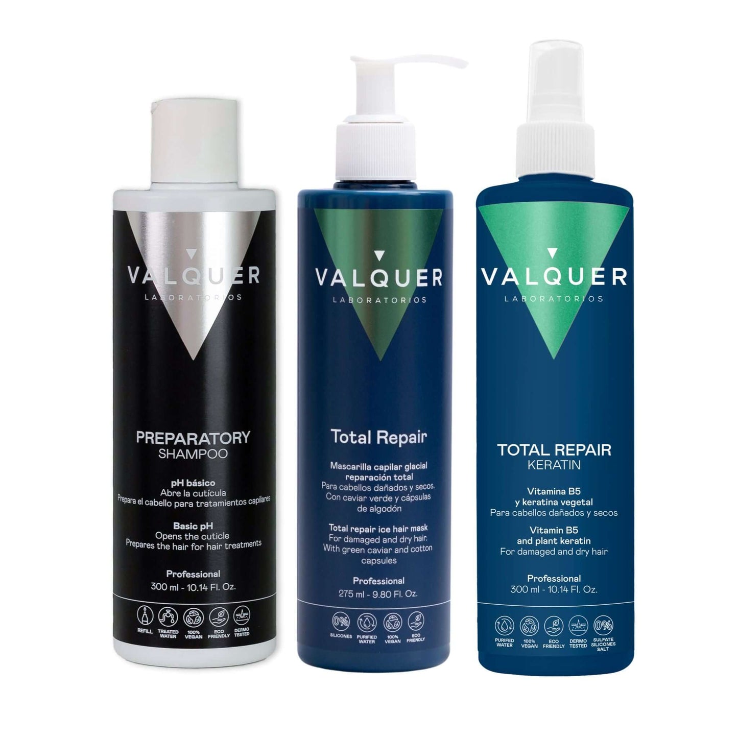Pack cold keratin Champú preparador + Keratina + Ice Hair Mask Total Repair - 900 ml - Montber Professional Brand