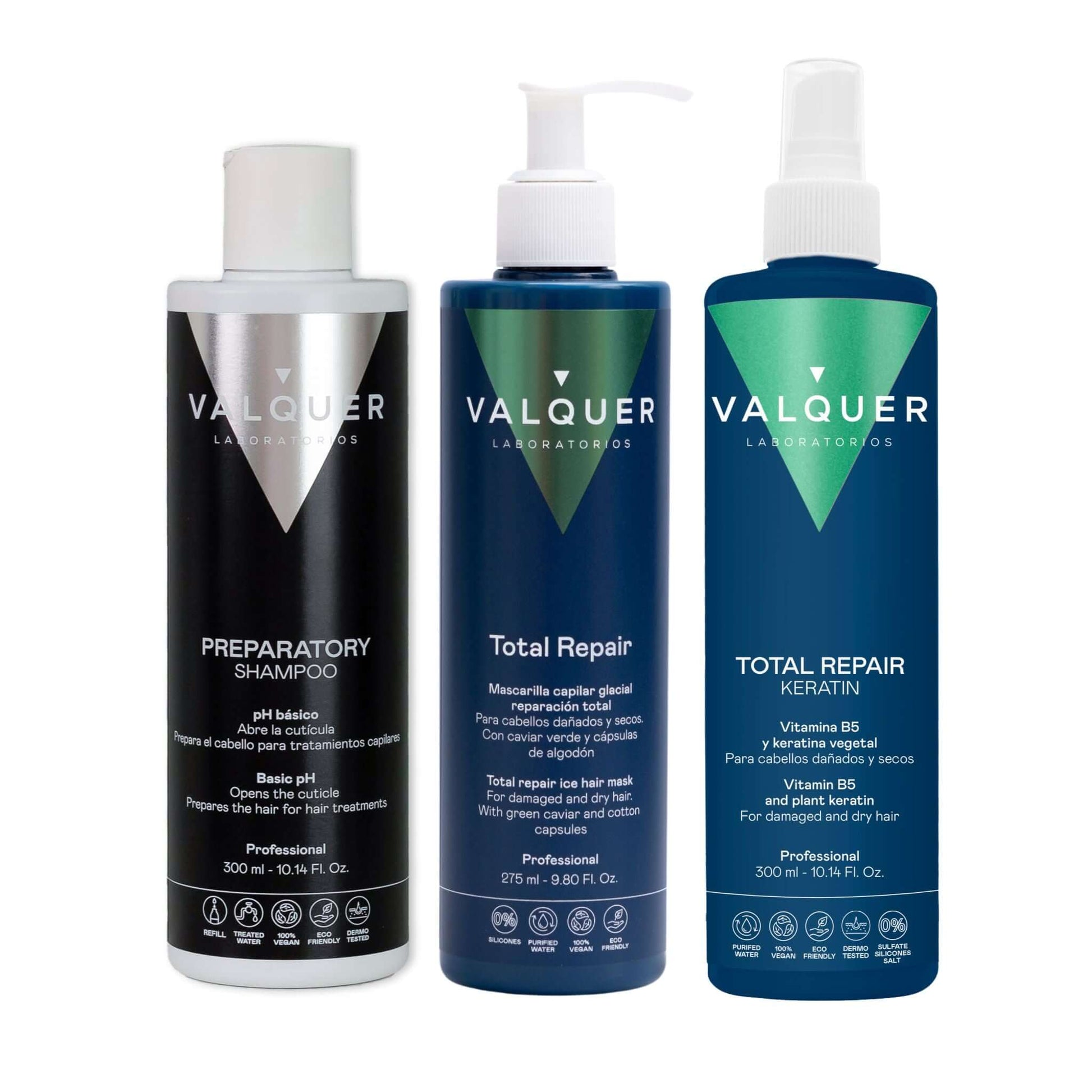 Pack cold keratin Champú preparador + Keratina + Ice Hair Mask Total Repair - 900 ml - Montber Professional Brand
