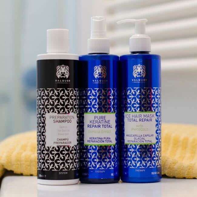 Pack cold keratin Champú preparador + Keratina + Ice Hair Mask Total Repair - 900 ml - Montber Professional Brand