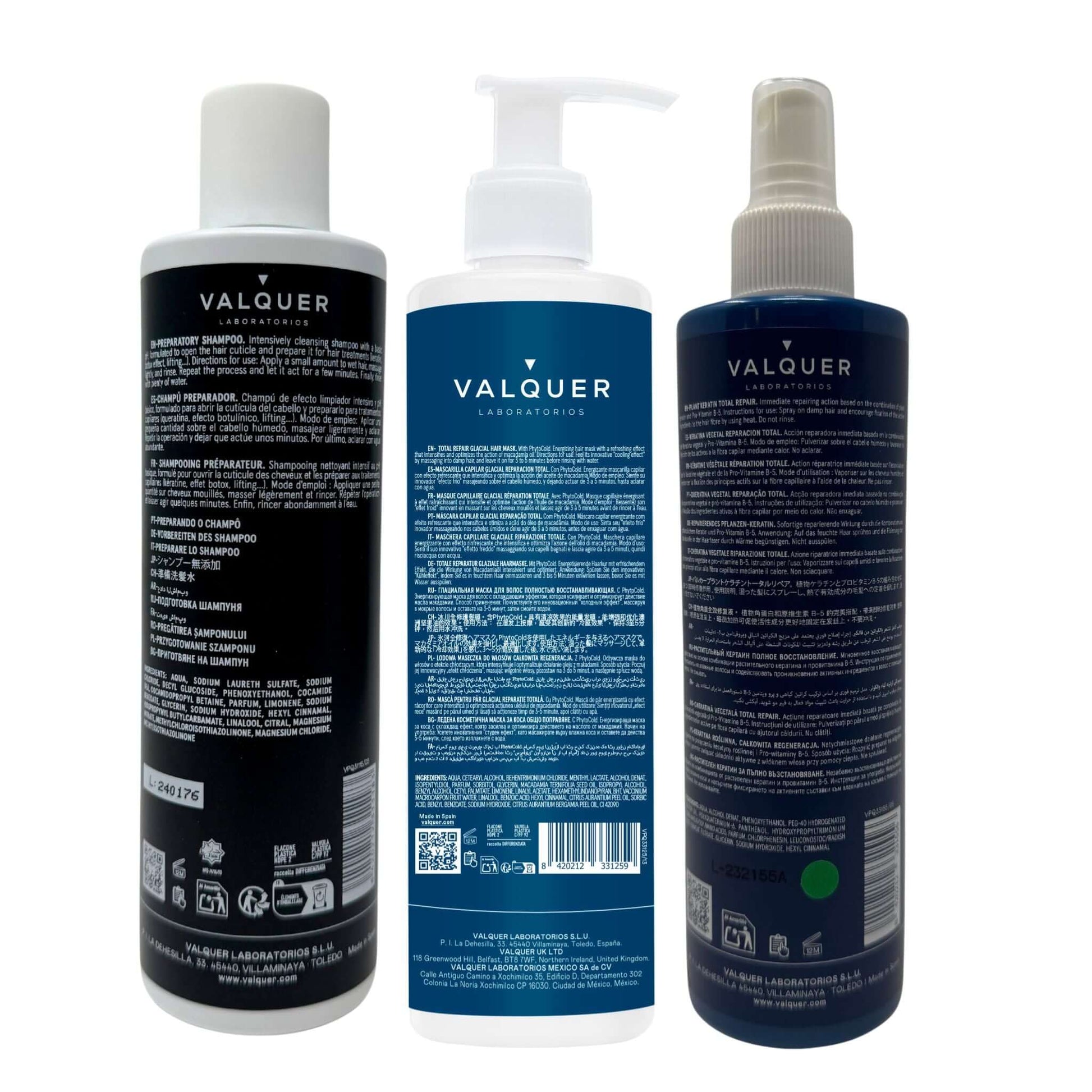 Pack cold keratin Champú preparador + Keratina + Ice Hair Mask Total Repair - 900 ml - Montber Professional Brand