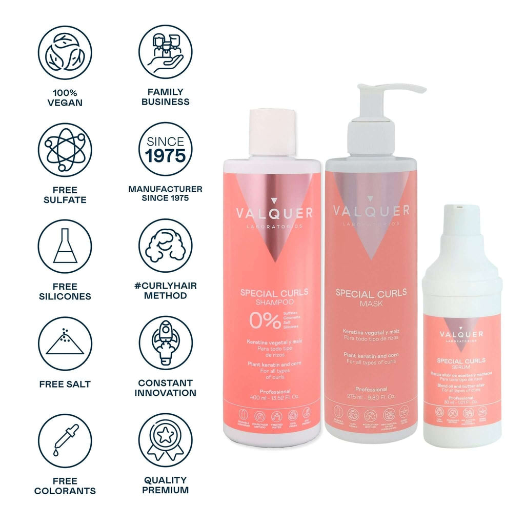 Pack curly Champú, mascarilla y serum para cabellos rizados - 720 ml - Montber Professional Brand