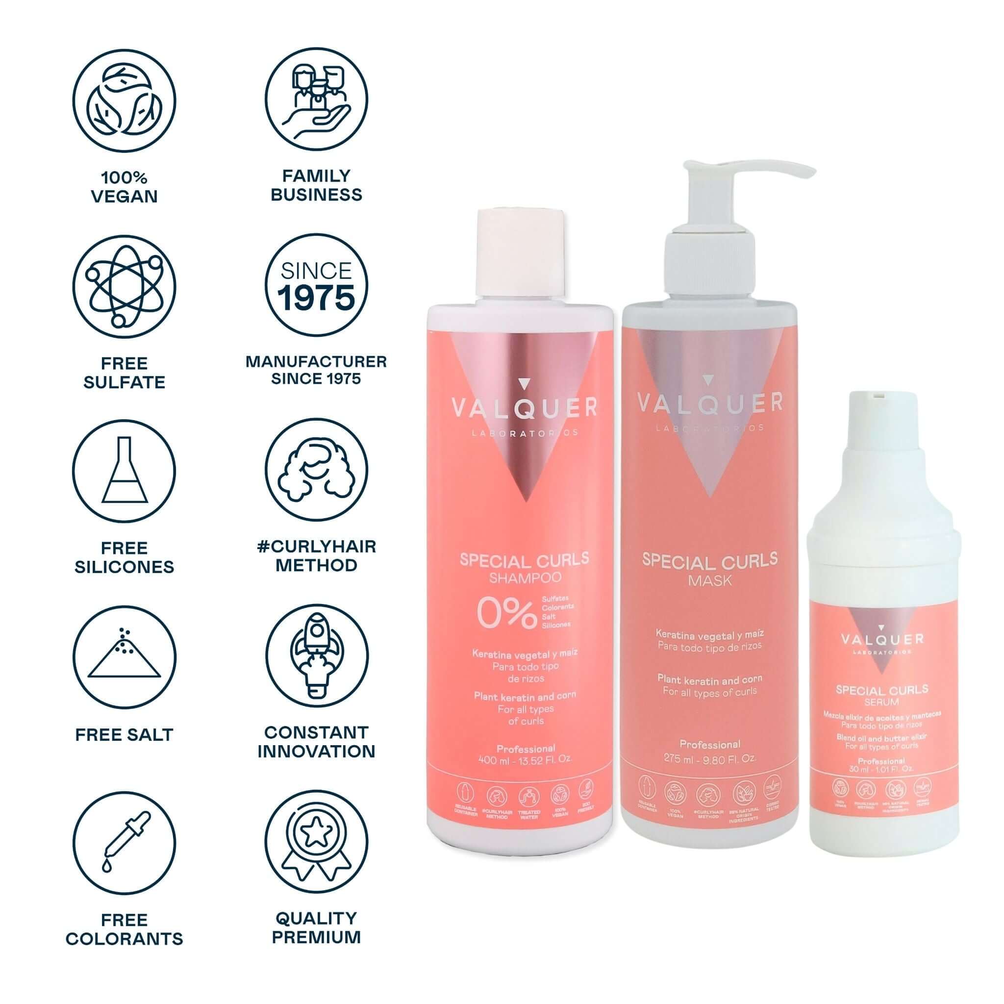 Pack curly Champú, mascarilla y serum para cabellos rizados - 720 ml - Montber Professional Brand