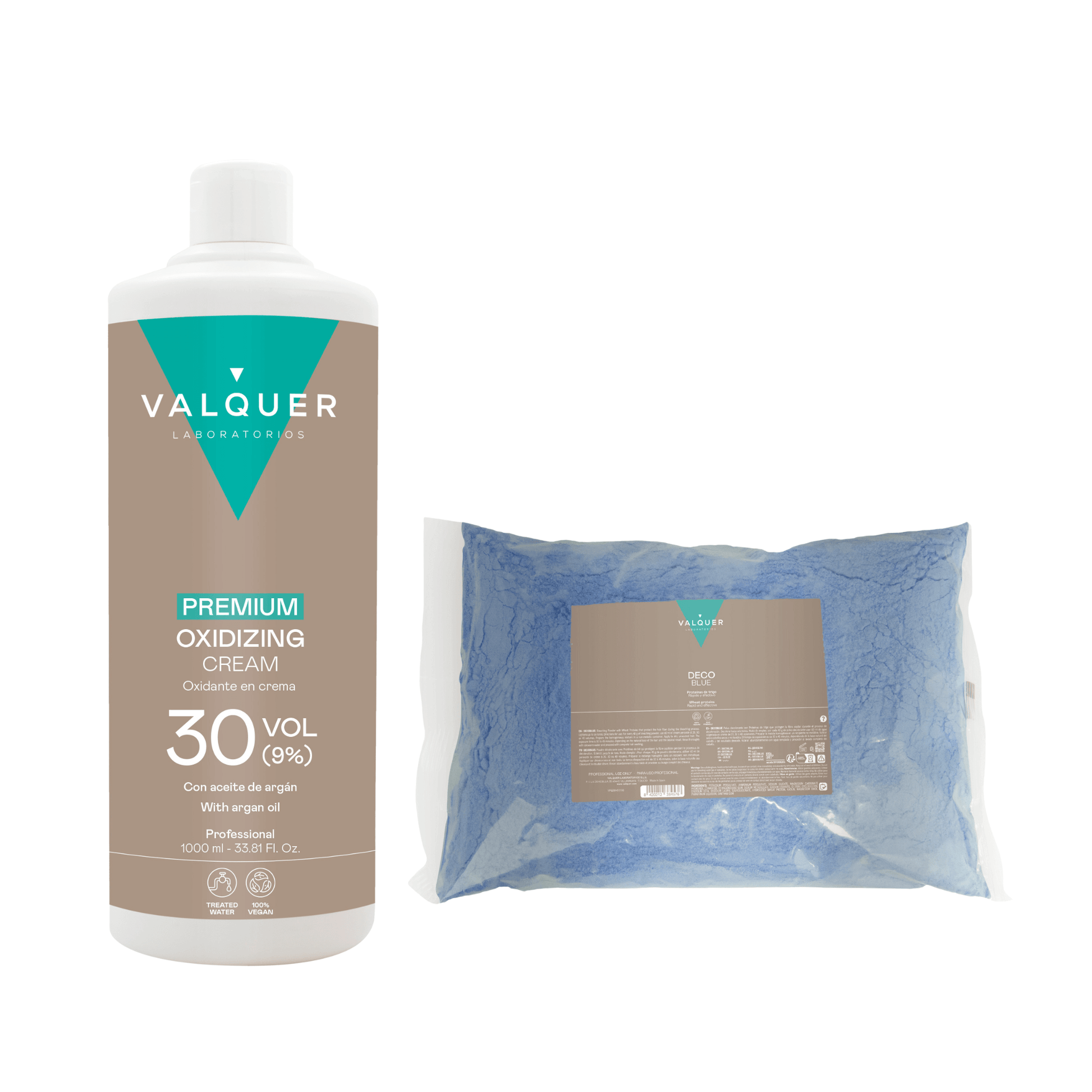 Pack Deco – Oxidante Premium Ultra - Cremoso 30 Vol (9%) 1000 ml + Decoblue Polvos Decolorantes - Montber Professional Brand