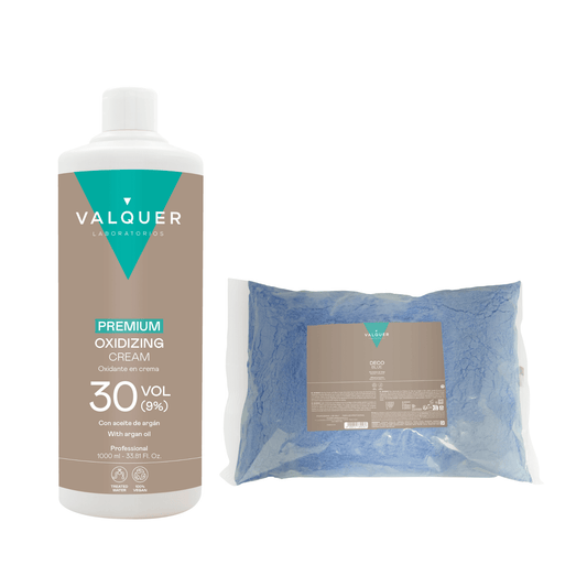 Pack Deco – Oxidante Premium Ultra - Cremoso 30 Vol (9%) 1000 ml + Decoblue Polvos Decolorantes - Montber Professional Brand
