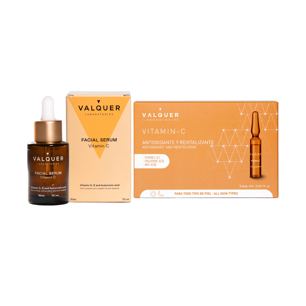 Pack Facial Vitamina C y Ácido Hialurónico - Serum 30 ml y Ampollas 5 x 2 ml - Montber Professional Brand