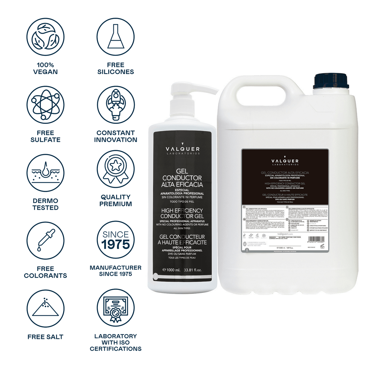 Pack de gel conductor facial y corporal Valquer 1000 ml y 5000 ml - imagen 2