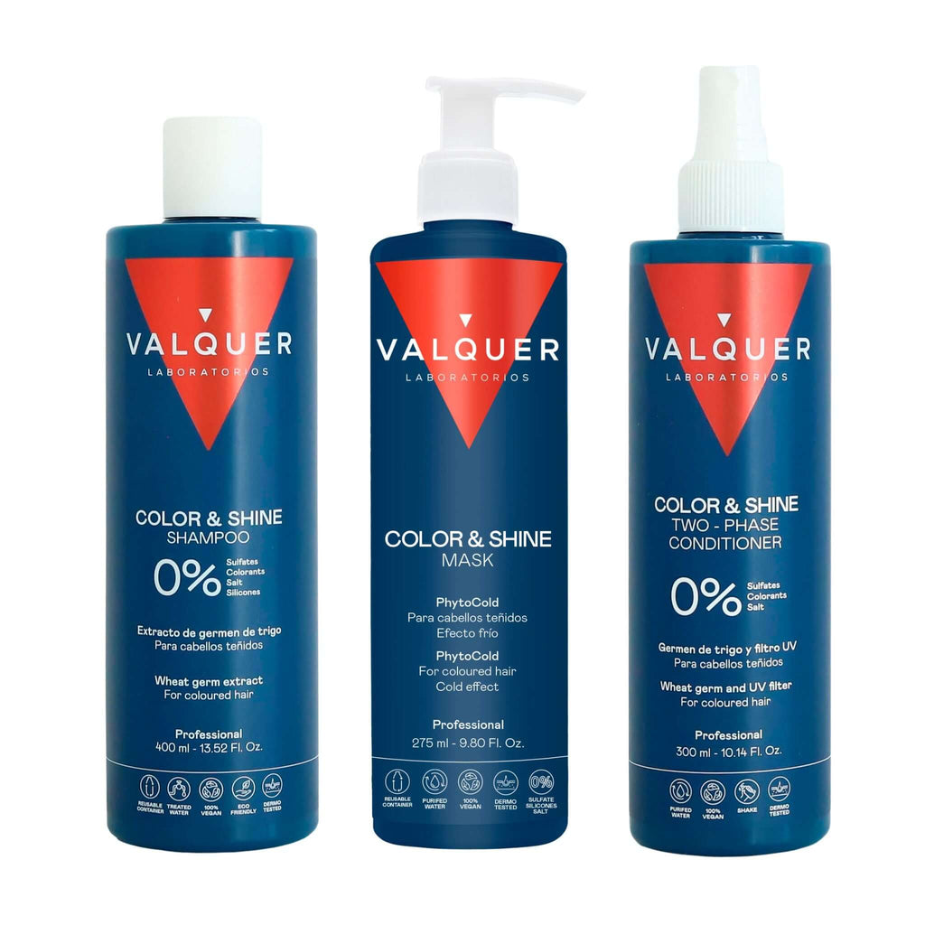 Pack Potenciador color y brillo para Cabellos Teñidos - Champú, Mascarilla y Acondicionador Bifásico - 1000 ml - Montber Professional Brand